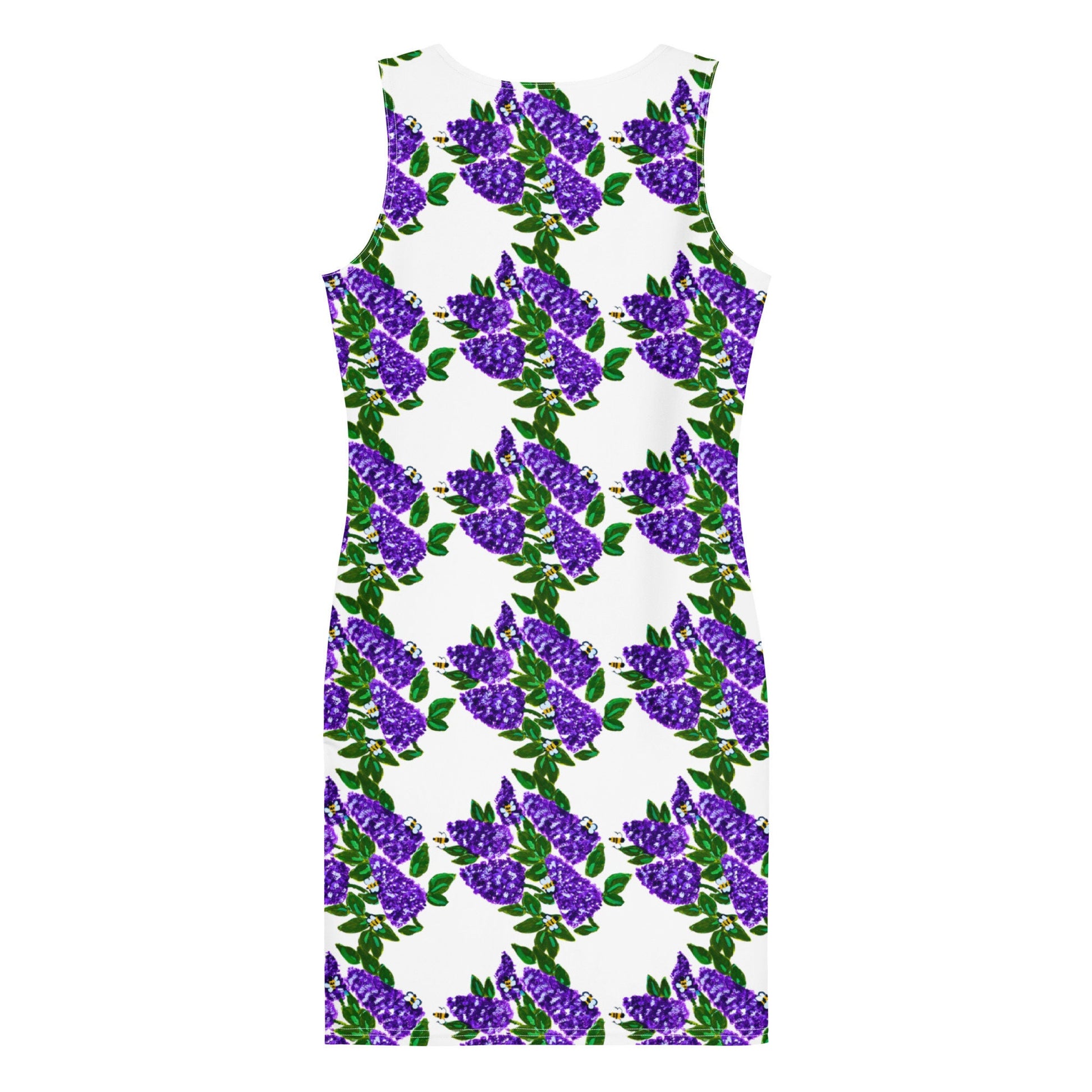 Purple Lilac Bodycon Pattern Dress,Womens Sleeveless Spring Casual Secretary Outfit, Colorful Sexy Clothing