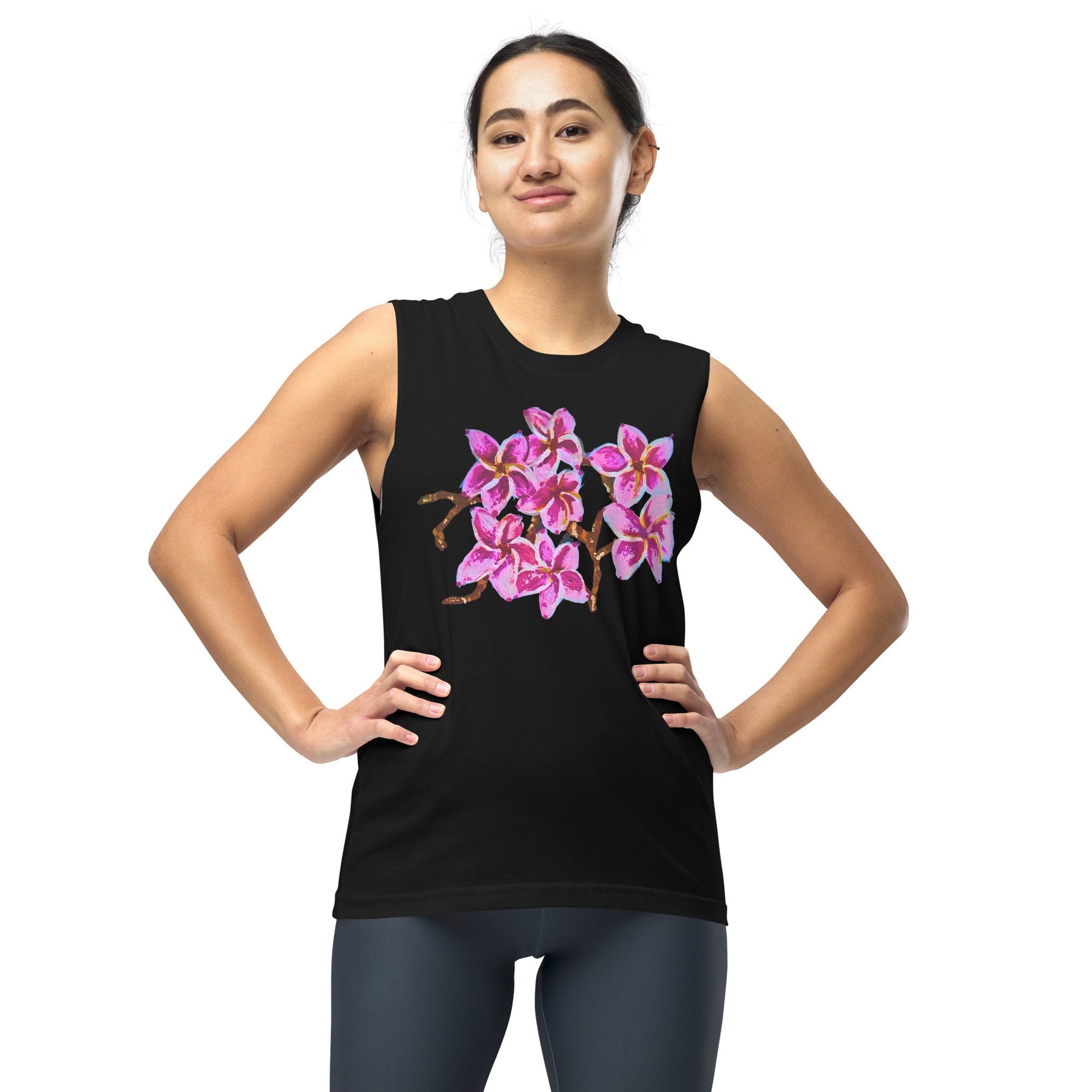 Cherry Blossom Floral Spring Shirt, Trendy Botanical Plant T-shirt, Wildflower Style Pink Top, Painted Floral Clothing
