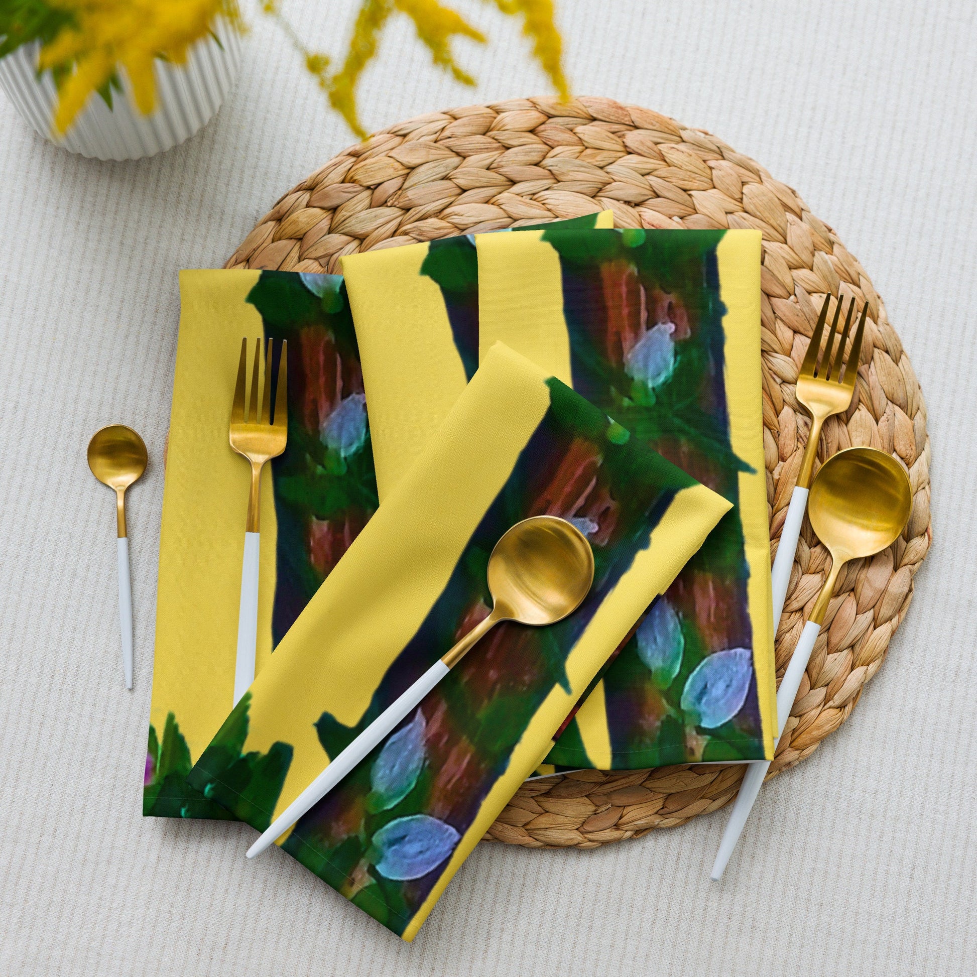 Easter Cross Cloth Napkin Set, Spring Housewears, Holiday Decor, Colorful Design