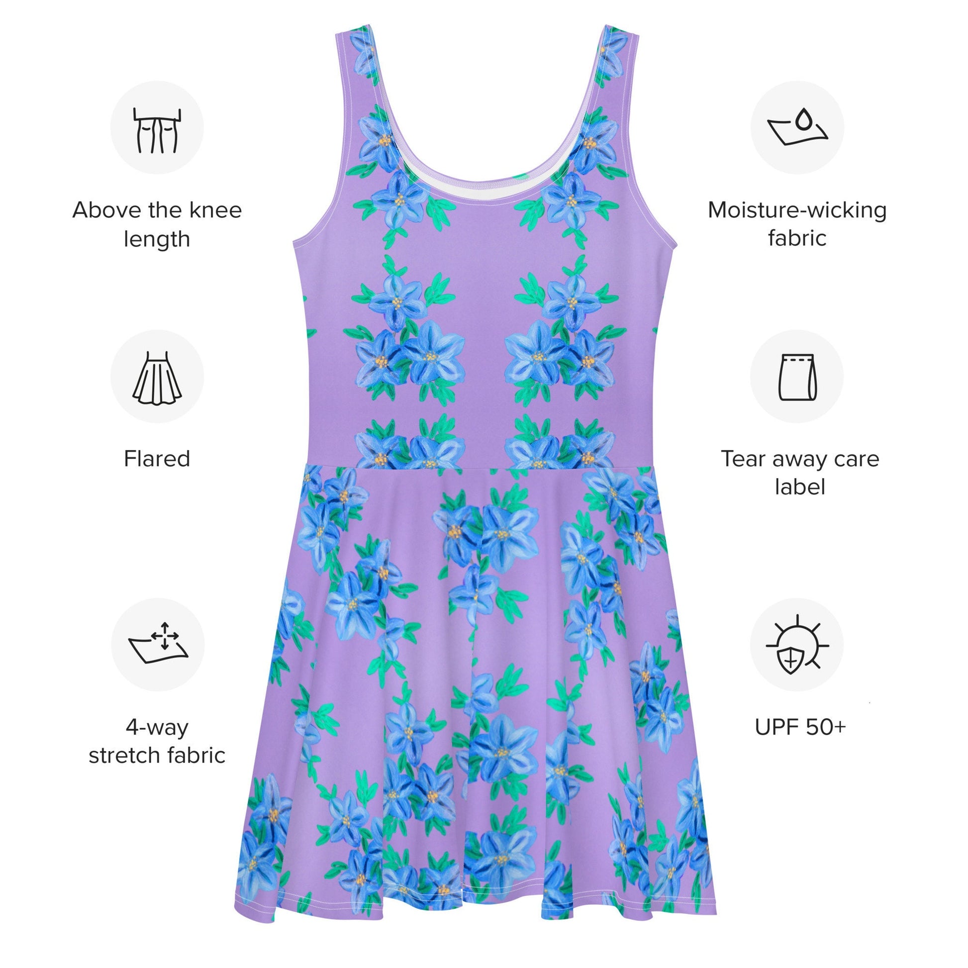 Purple Oversized Secretary Dress, Casual Botanical Skater Dress, Cute Spring Outfits