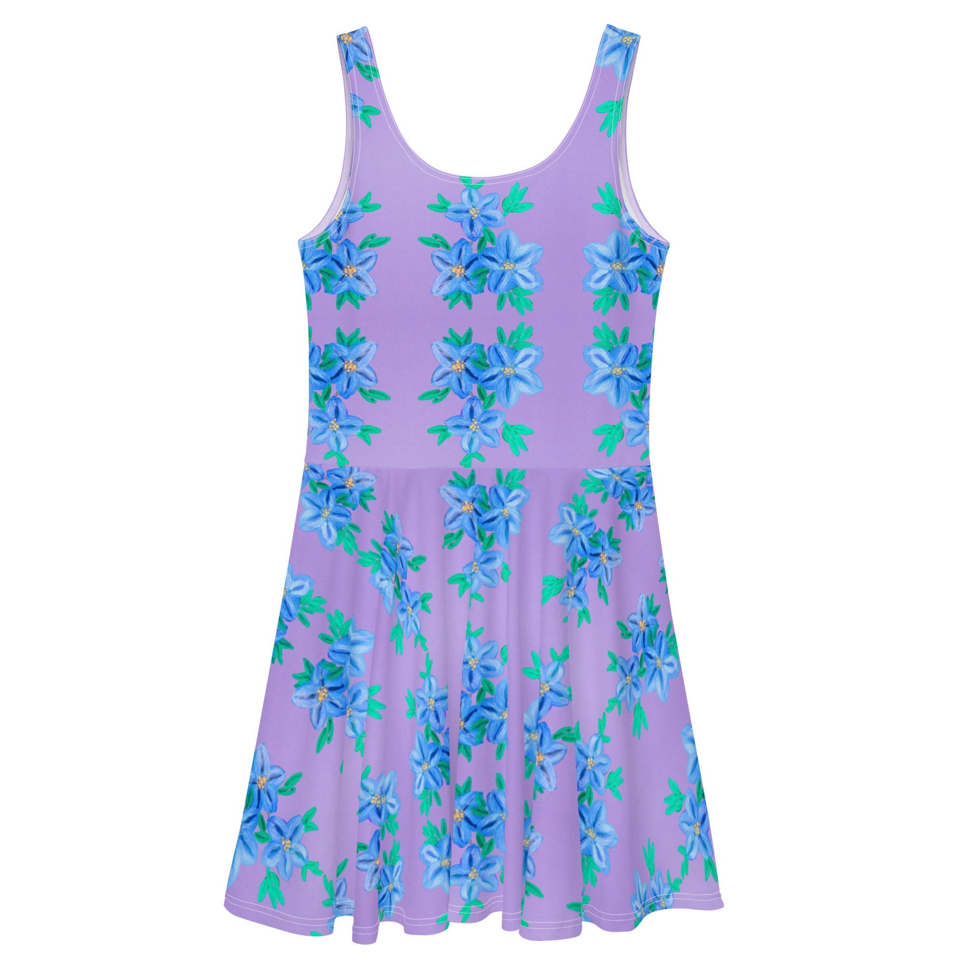 Purple Oversized Secretary Dress, Casual Botanical Skater Dress, Cute Spring Outfits