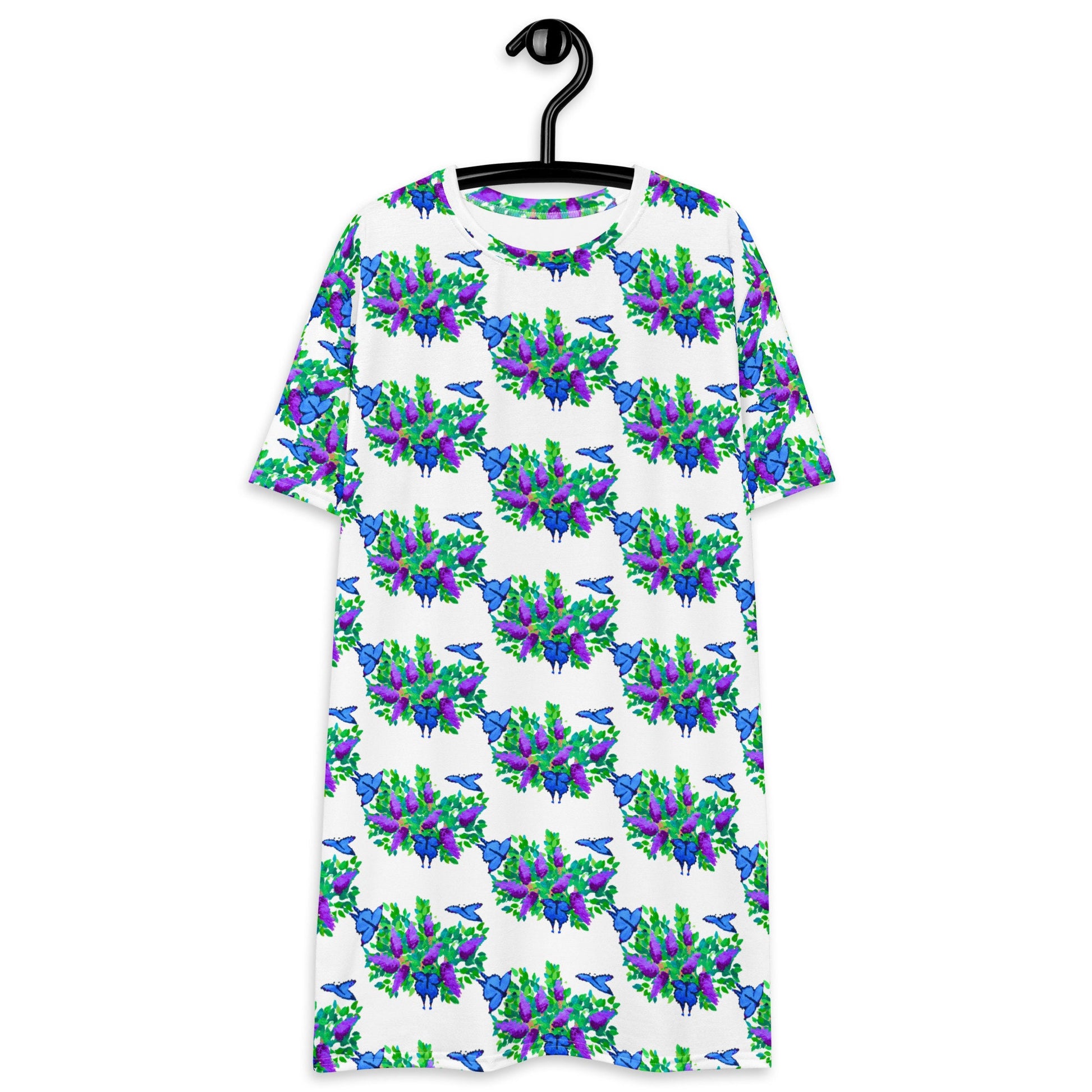Butterfly Lovers T-shirt Dress, Casual Plus Size Spring Outfit, Colorful Trending Summer Apparel