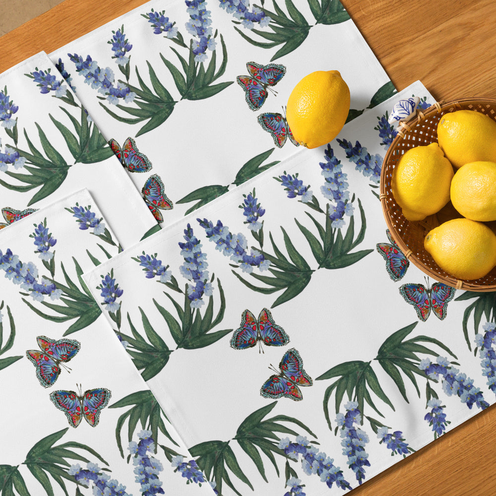 Wisteria Monarch Placemat Set of 4, Floral Modern Dinner Placemats, Fun Activity Placemats