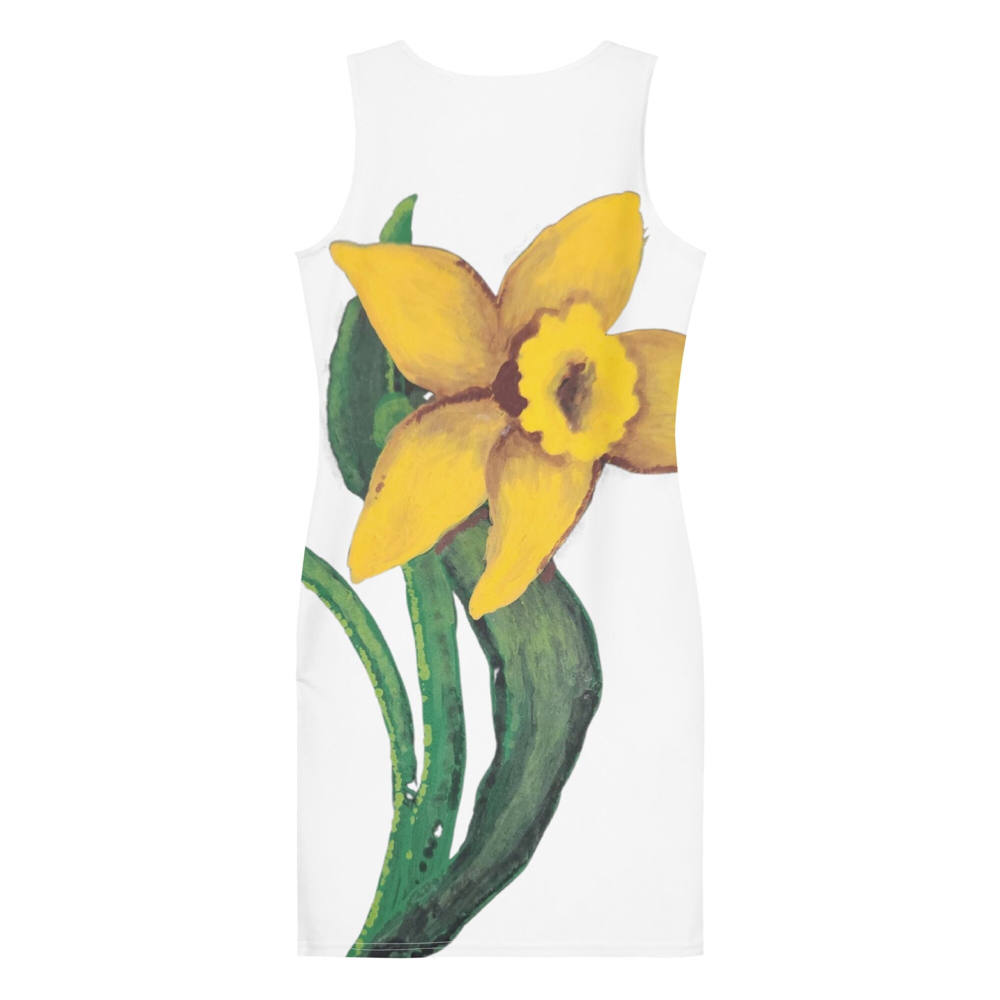 Daffodil Sleeveless Bodycon Dress, Casual Spring Outfit, Tight Club Dress, Floral Secretary Dress