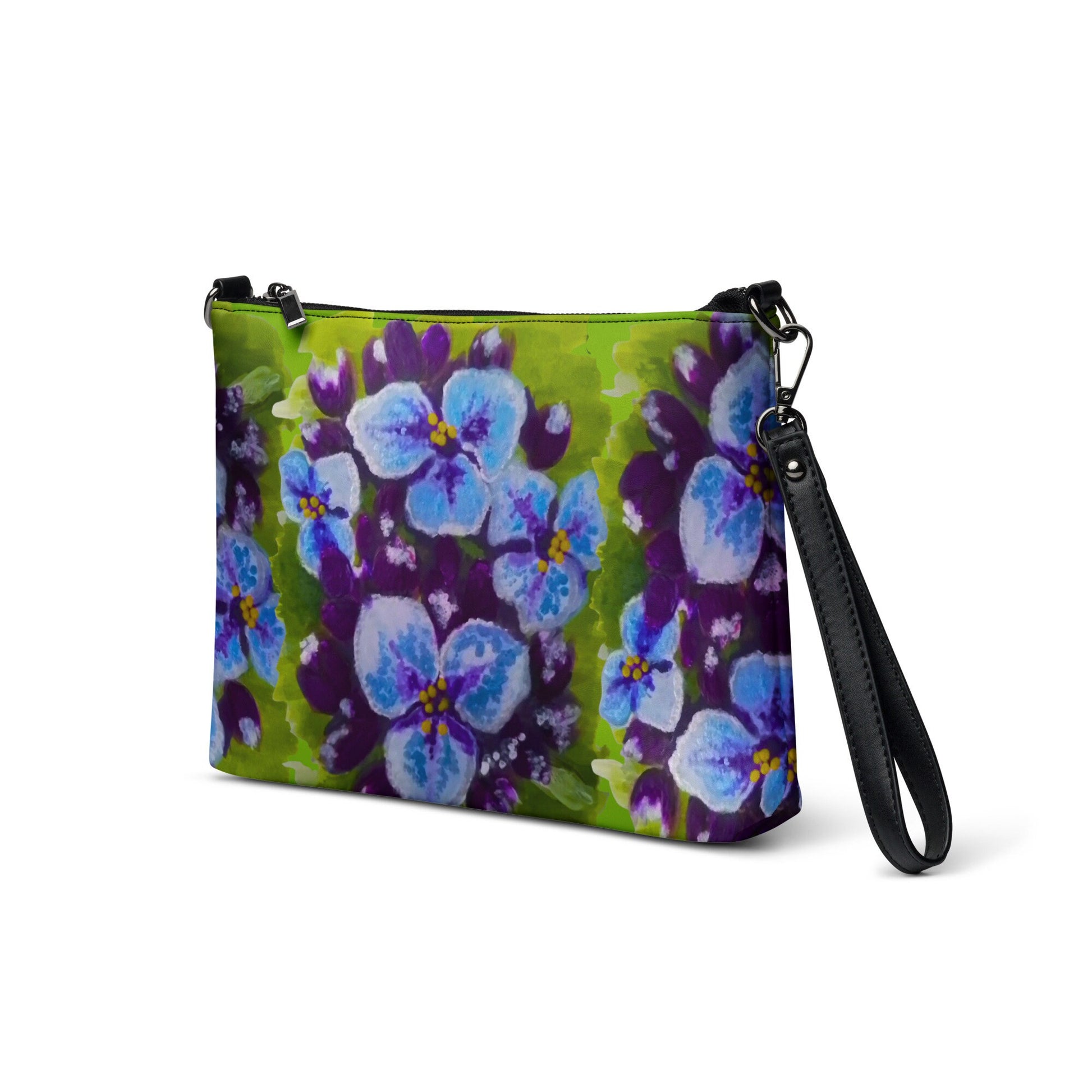 Nature Inspired Floral Evening Bag, Trendy Ziptop Closure Crossbody Bag with Pockets, Small Satchel Purse