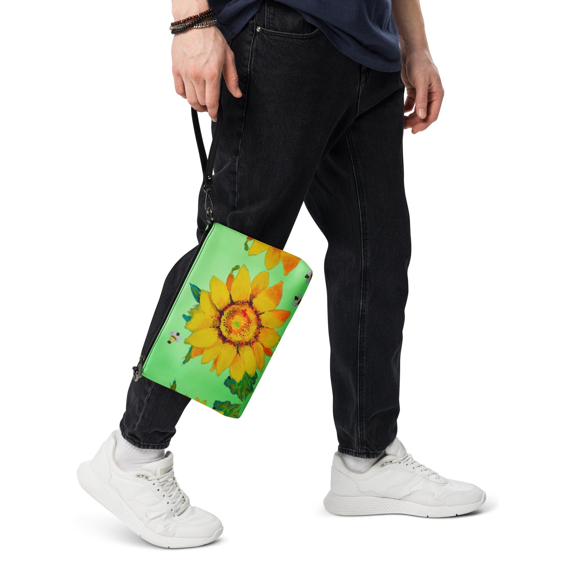 Sunflower Crossbody Bag with Pockets, Trendy Sling Bag with Removable Straps, Small Nature Inspired Purse