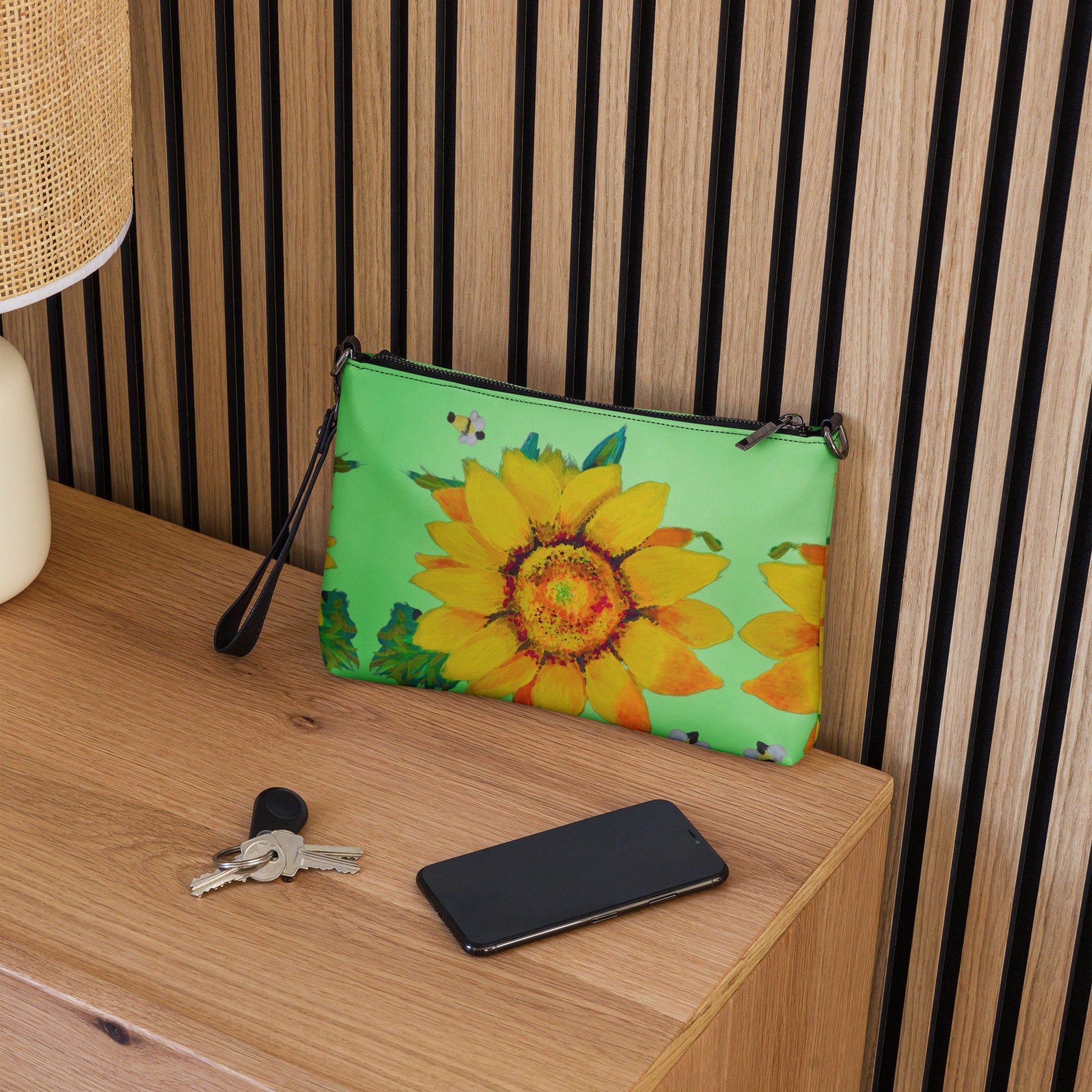 Sunflower Crossbody Bag with Pockets, Trendy Sling Bag with Removable Straps, Small Nature Inspired Purse
