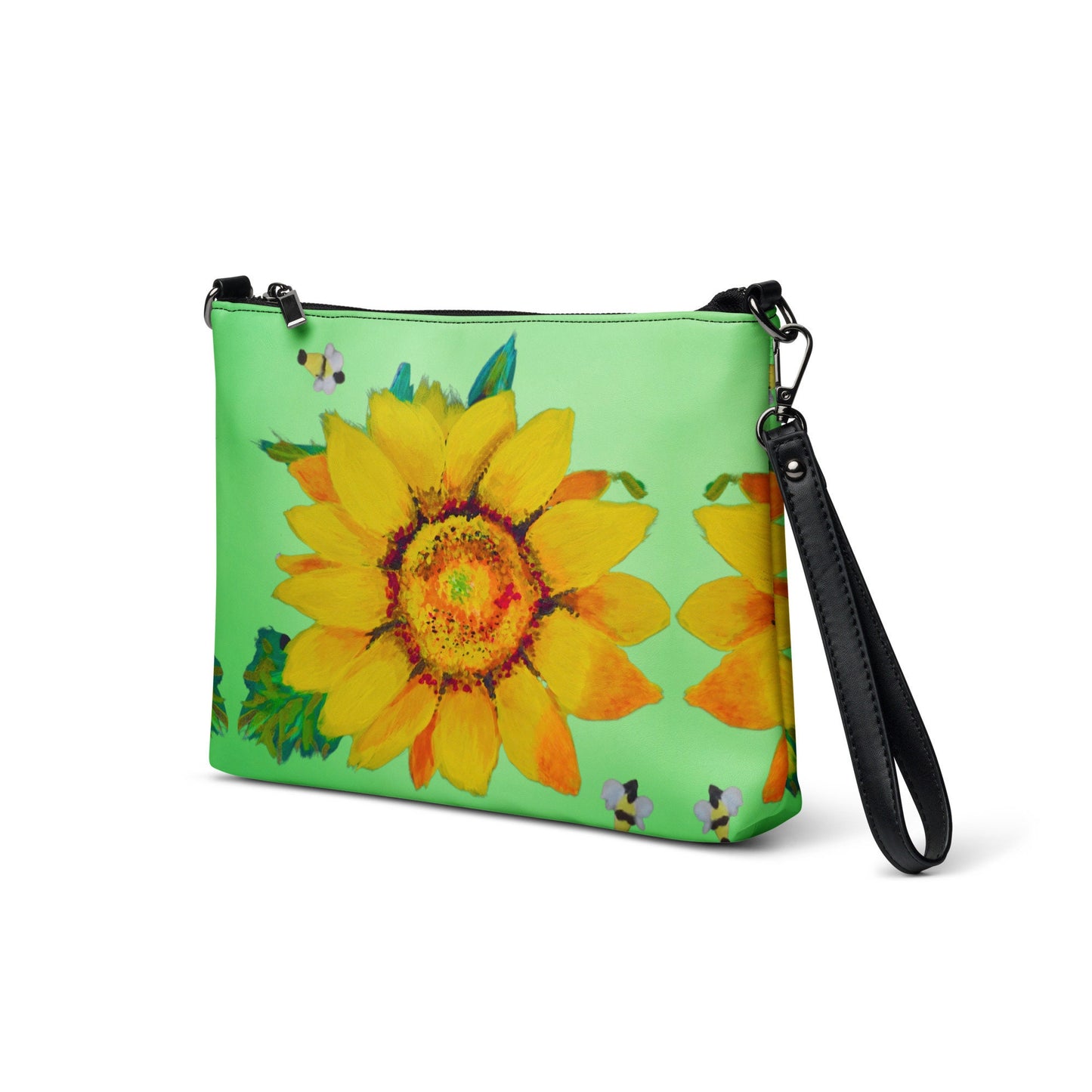 Sunflower Crossbody Bag with Pockets, Trendy Sling Bag with Removable Straps, Small Nature Inspired Purse