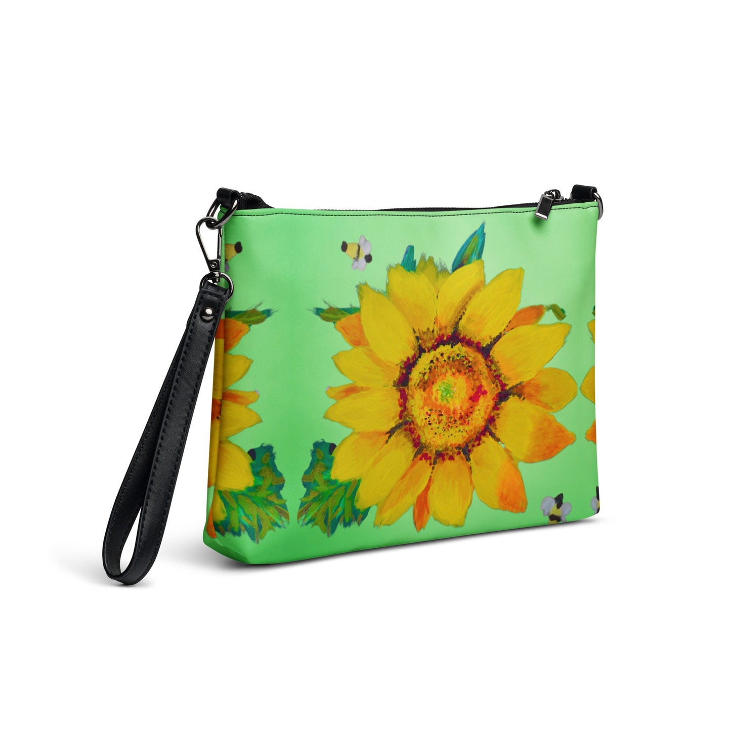 Sunflower Crossbody Bag with Pockets, Trendy Sling Bag with Removable Straps, Small Nature Inspired Purse