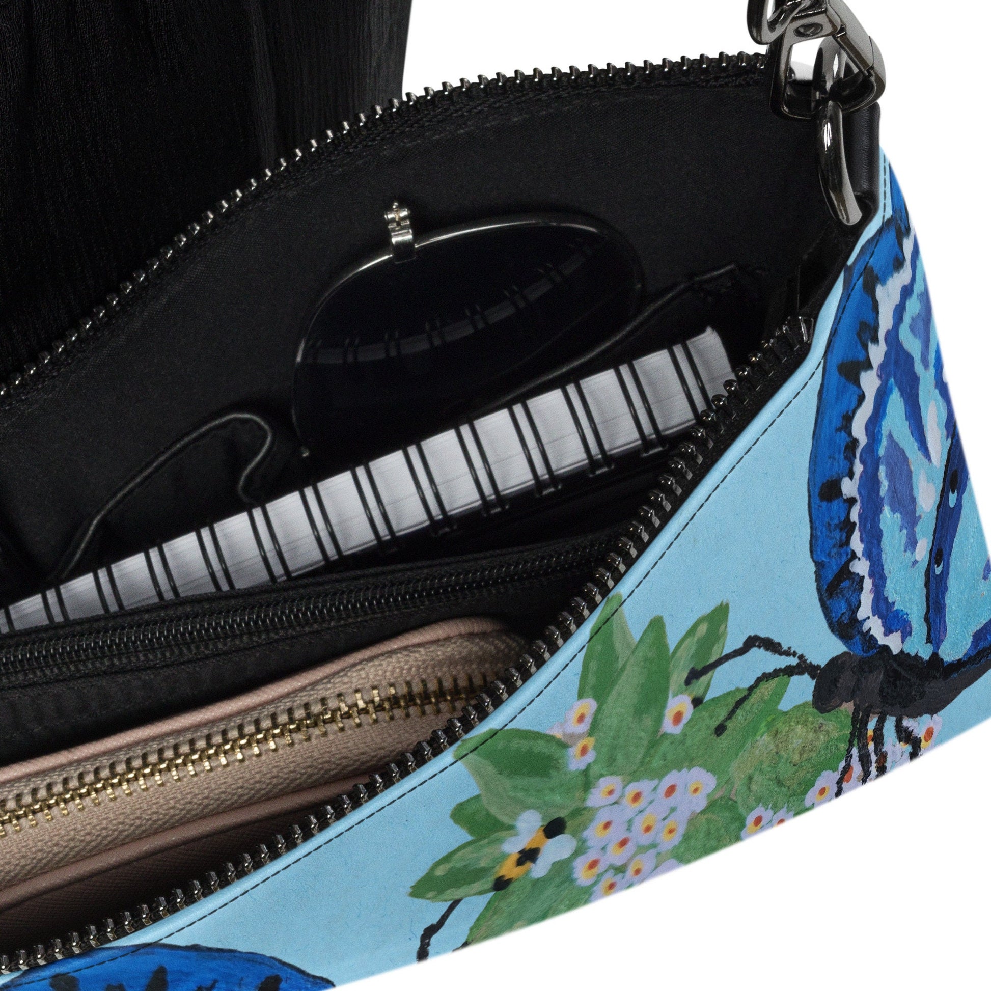 Butterfly Lovers Blue Clutch Purse, Trendy Crossbody Bag with Adjustable Straps, Small Satchel Bag with Pockets