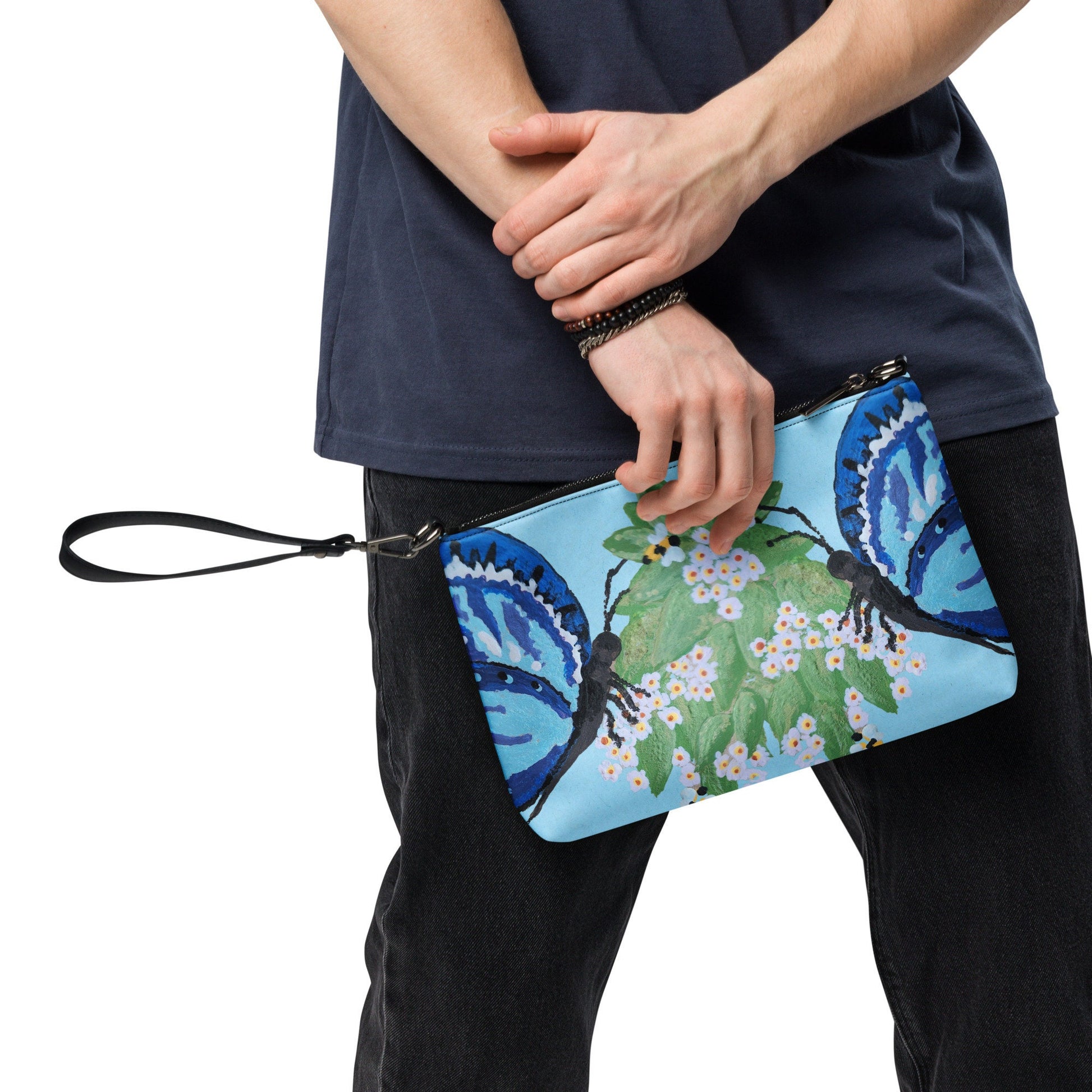Butterfly Lovers Blue Clutch Purse, Trendy Crossbody Bag with Adjustable Straps, Small Satchel Bag with Pockets