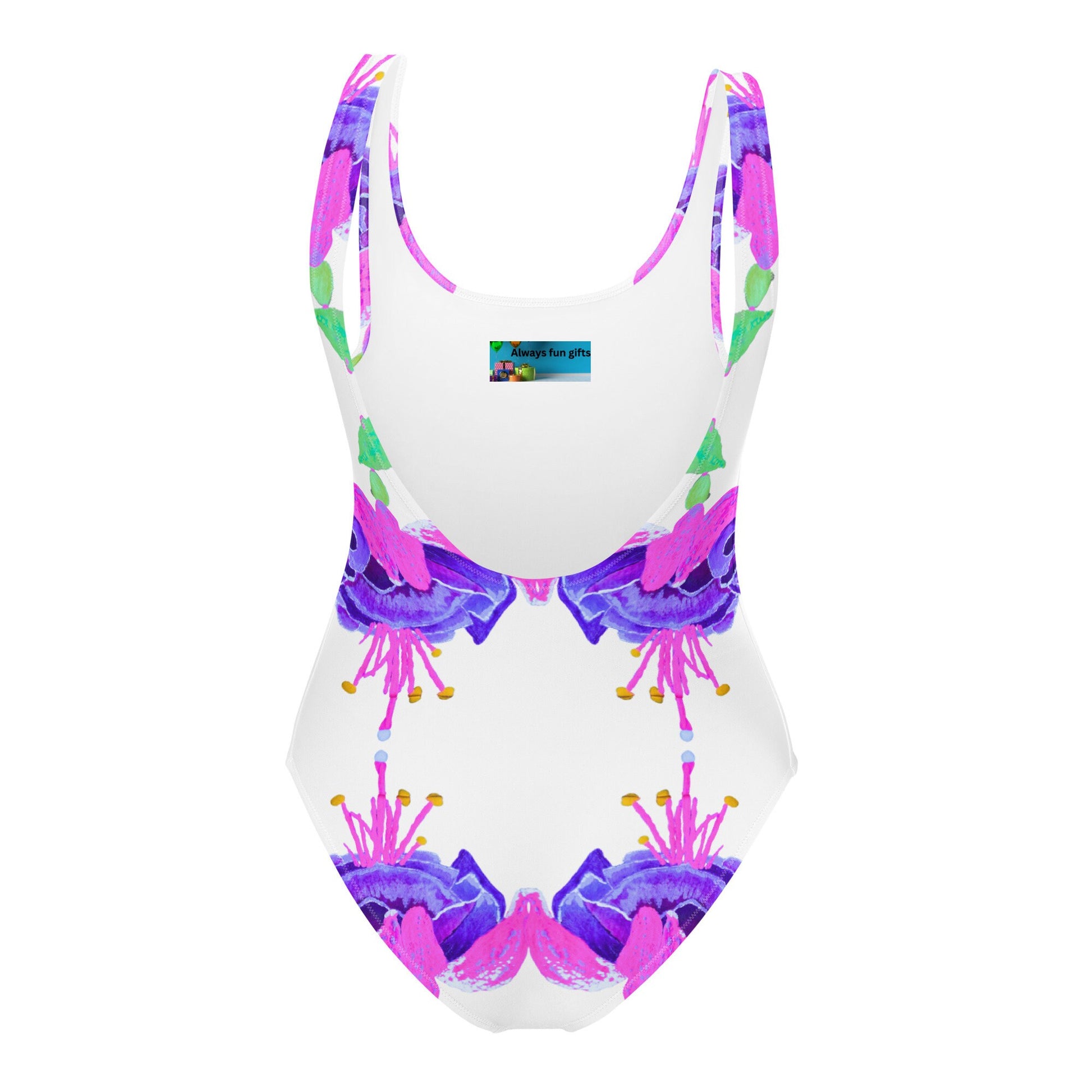 Floral Fuscia One-Piece Swimsuit, Colorful Festival Bodysuit, Plus Size Beach Swimwear, Sexy Botanical Bathing Suit