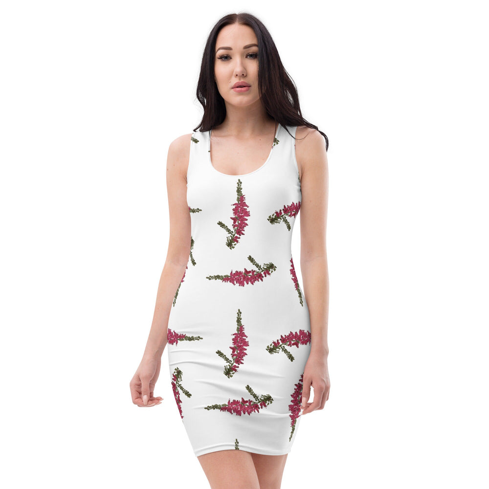 Heather Floral Spring Bodycon Dress, Womens Casual Secretary Outfit, Pastel Tight Club Dress Cocktail
