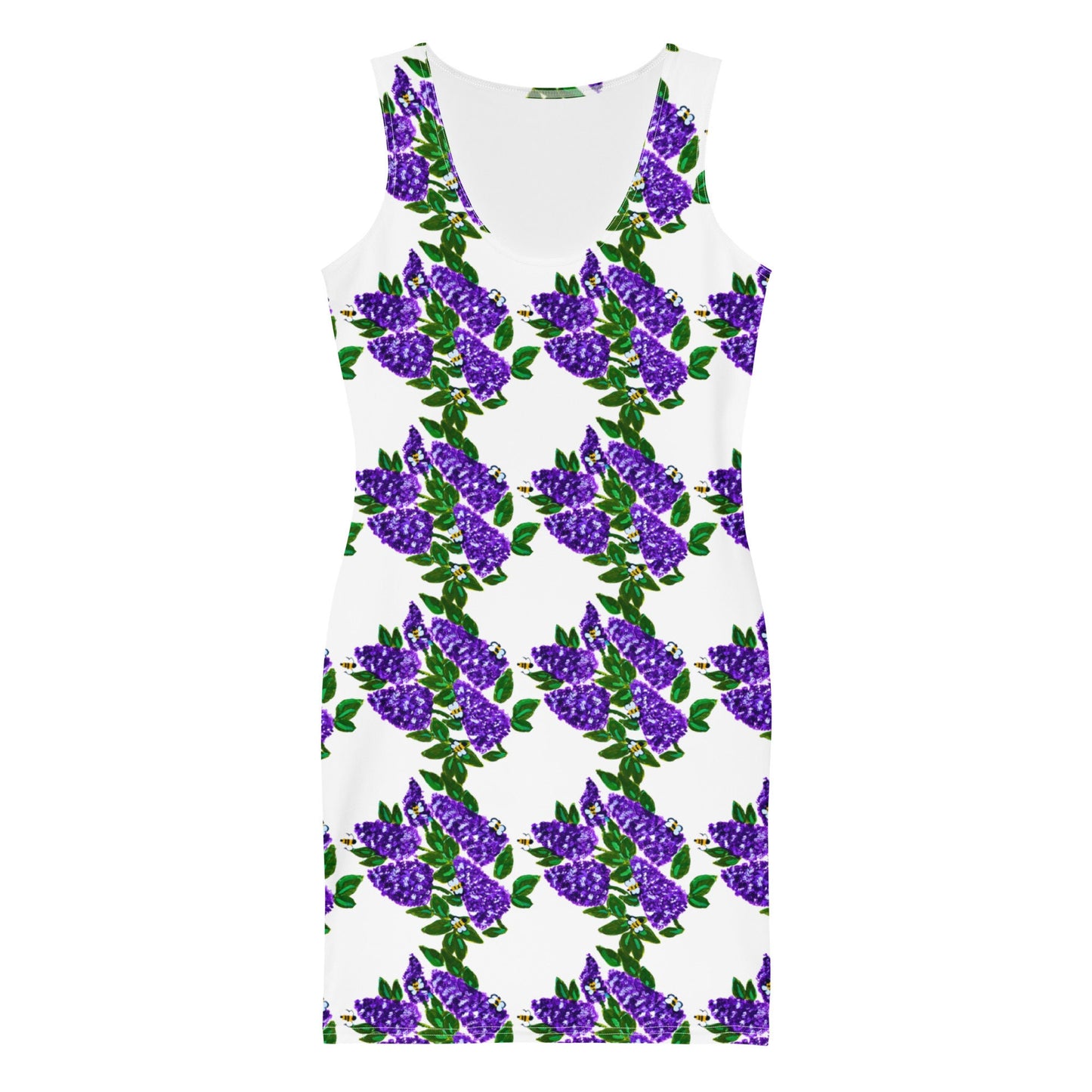 Purple Lilac Bodycon Pattern Dress,Womens Sleeveless Spring Casual Secretary Outfit, Colorful Sexy Clothing