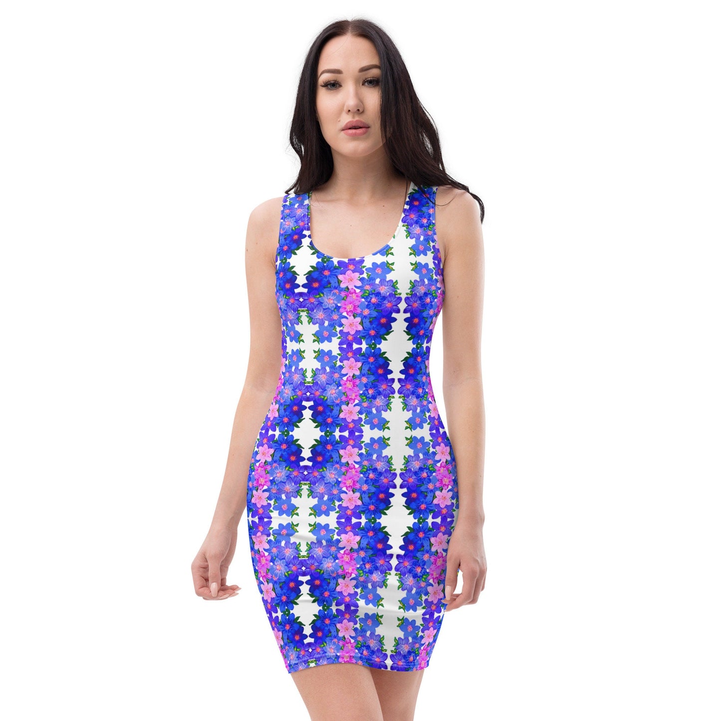 Floral Pattern Bodycon Dress, Flower Garden Inspired Outfit, Botanical Spring Secretary Dress