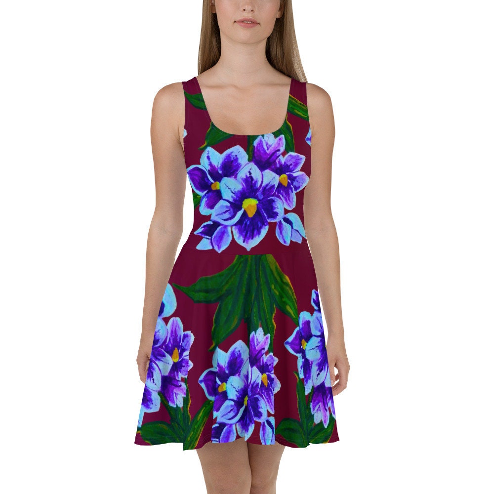 Trending Floral Secretary Skater Dress, Plus Size Spring Outfit, Casual Colorful Sundress