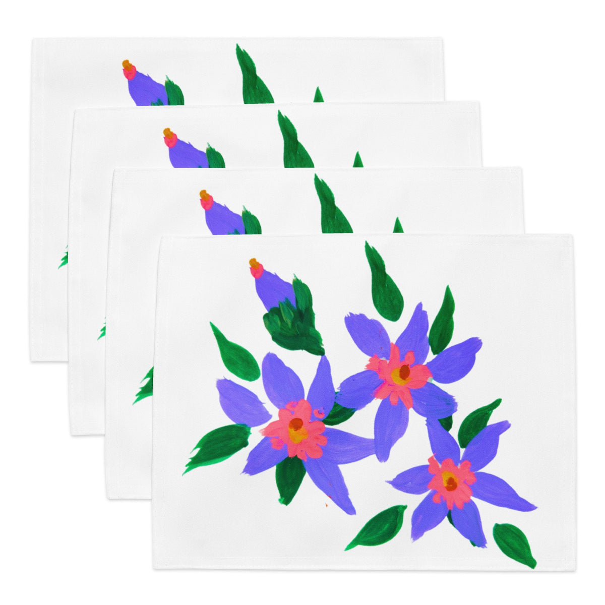 Pastel Floral Placemat Set of 4, Water Resistant Activity Placemats, Dinner Placemats, Fun Coloring Placemats