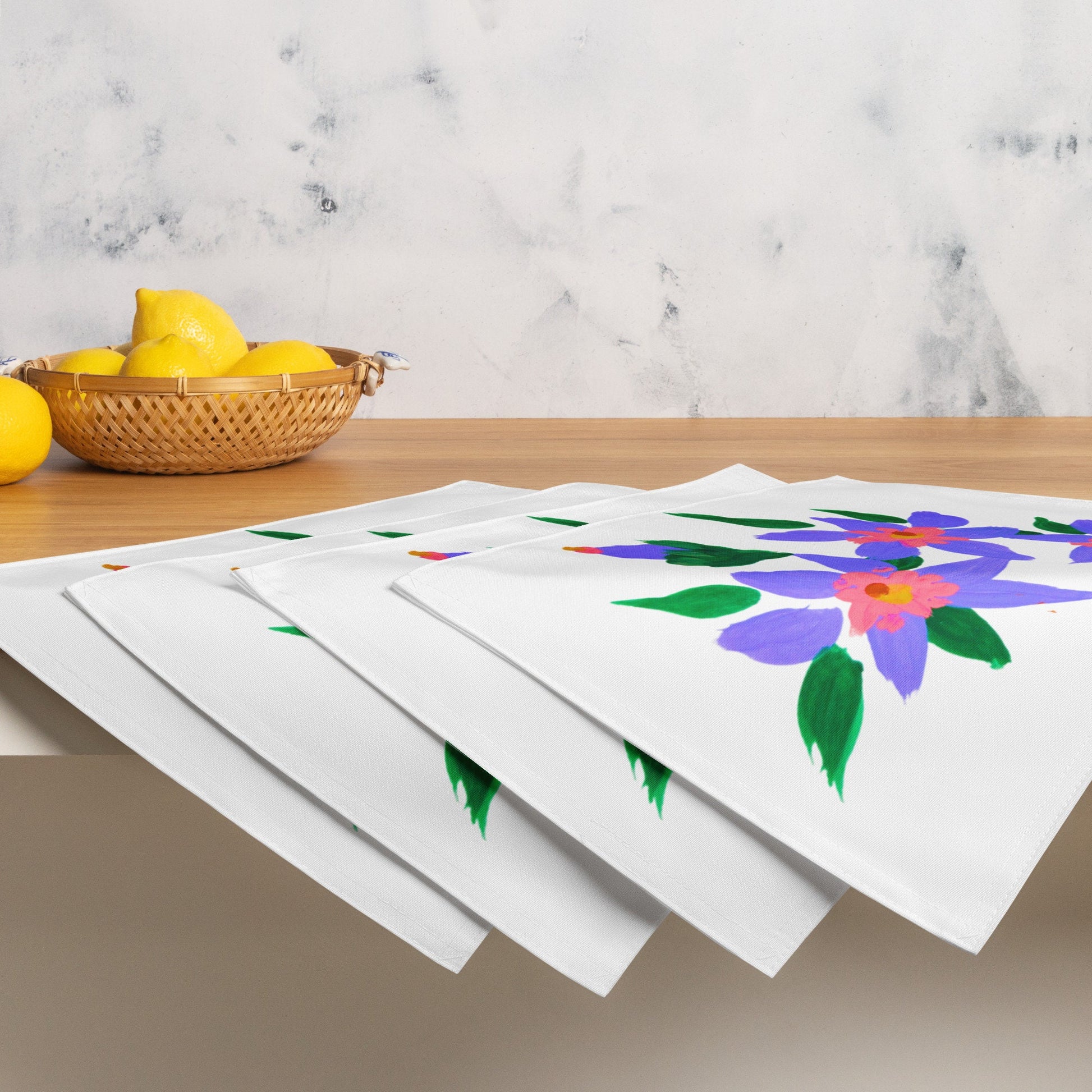 Pastel Floral Placemat Set of 4, Water Resistant Activity Placemats, Dinner Placemats, Fun Coloring Placemats