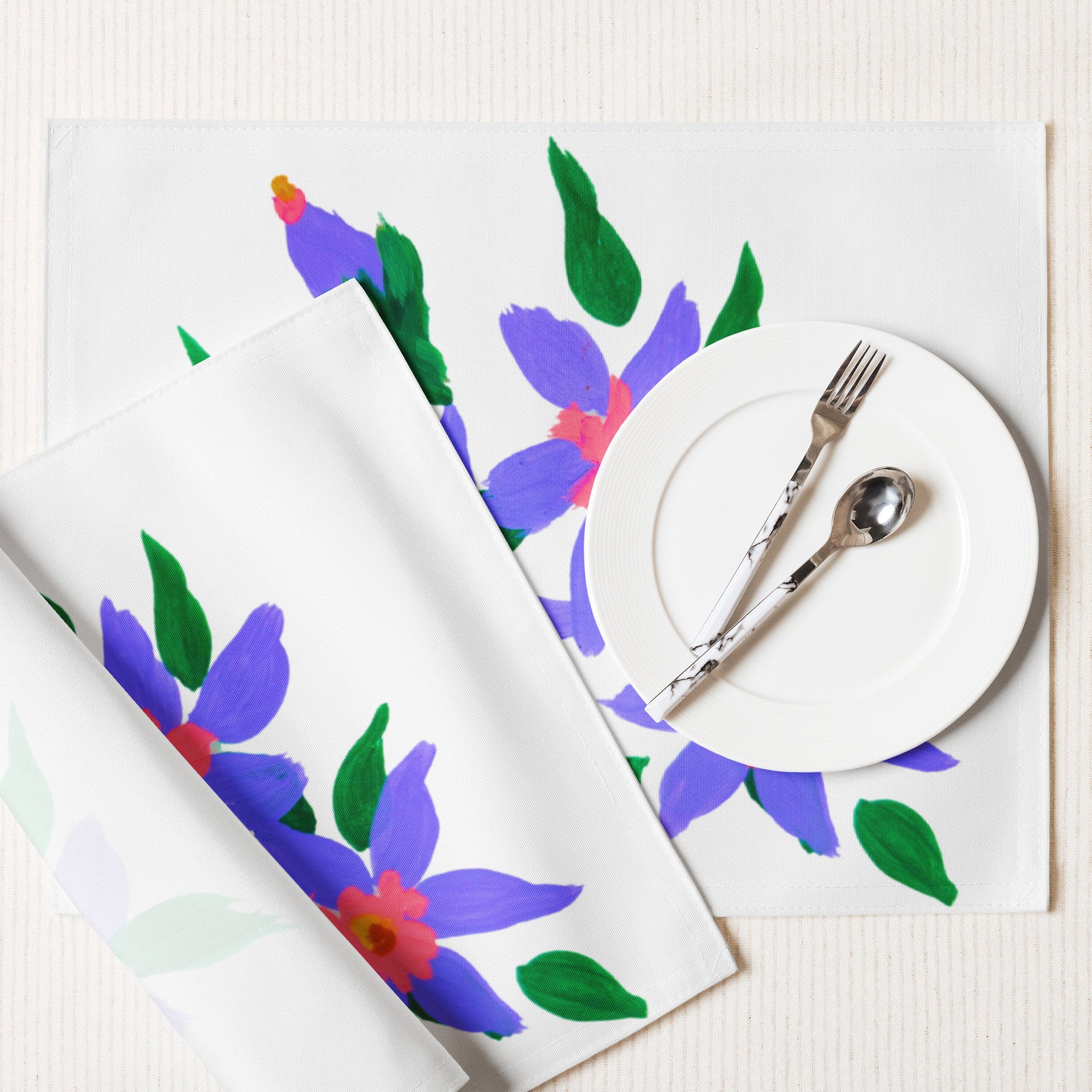 Pastel Floral Placemat Set of 4, Water Resistant Activity Placemats, Dinner Placemats, Fun Coloring Placemats