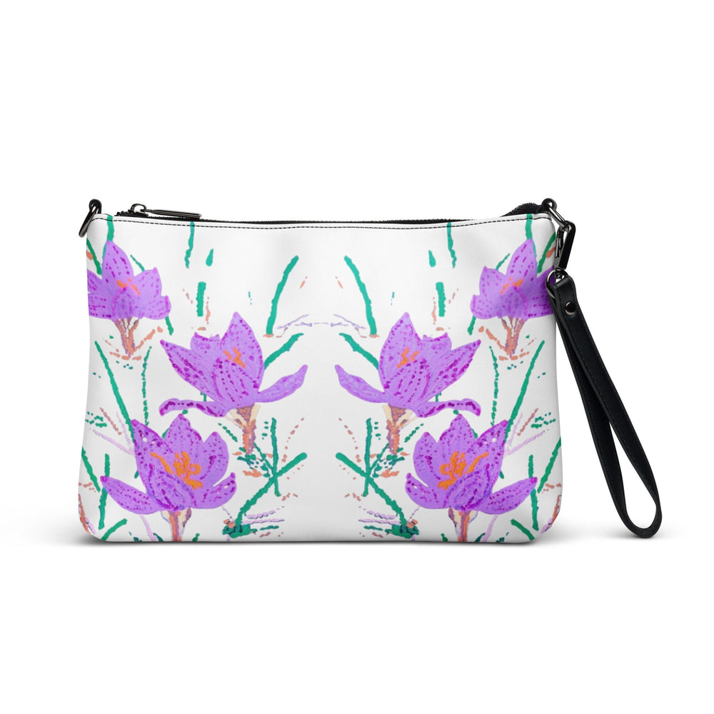 Crocus Flower Satchel Bag, Nature Inspired Crossbody Sling Bag, Small Zippered Simple Bag