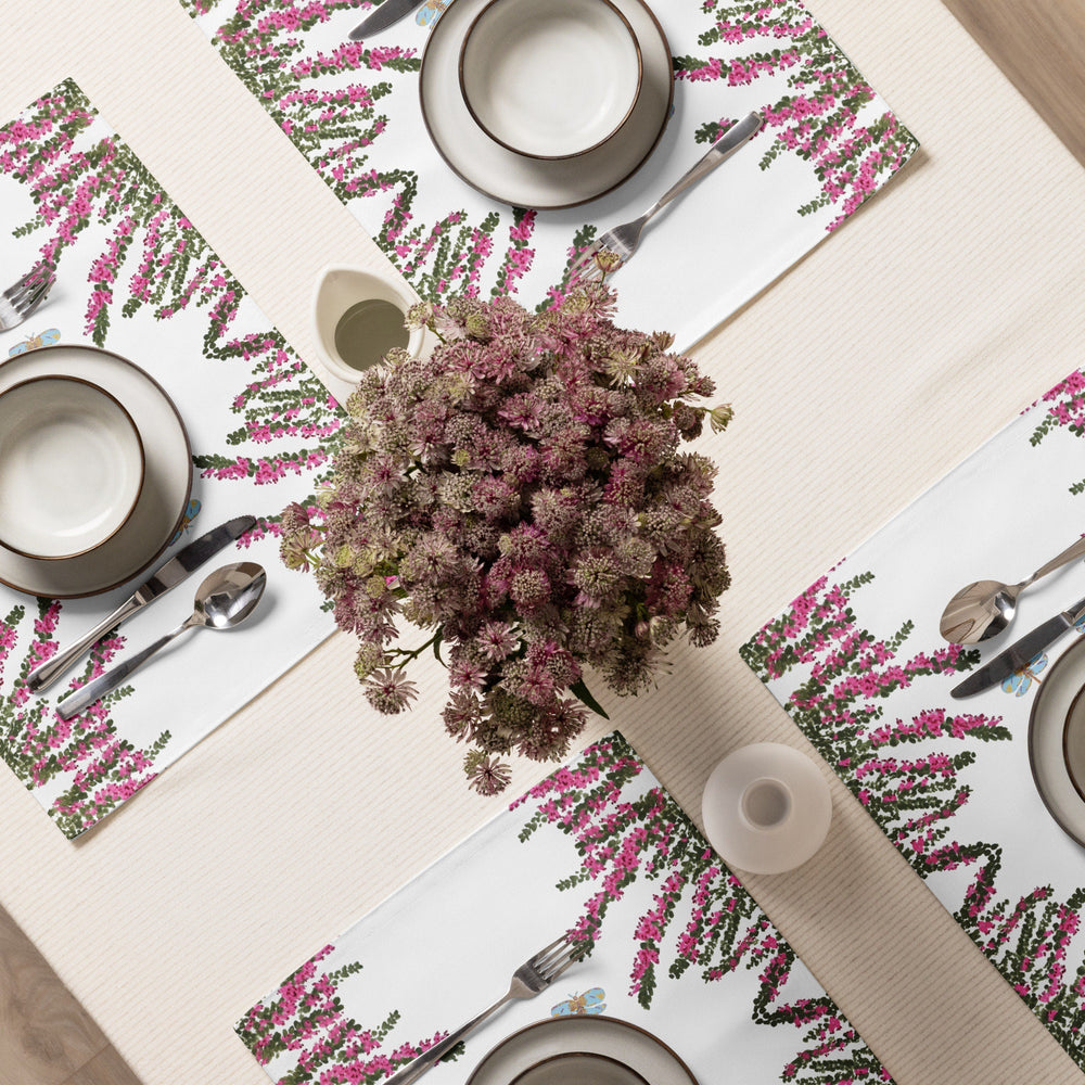 Heather Flower Placemat Set of 4, Water Resistant Floral Placemats for Weddings, Family Dinners or Spring Get Togethers