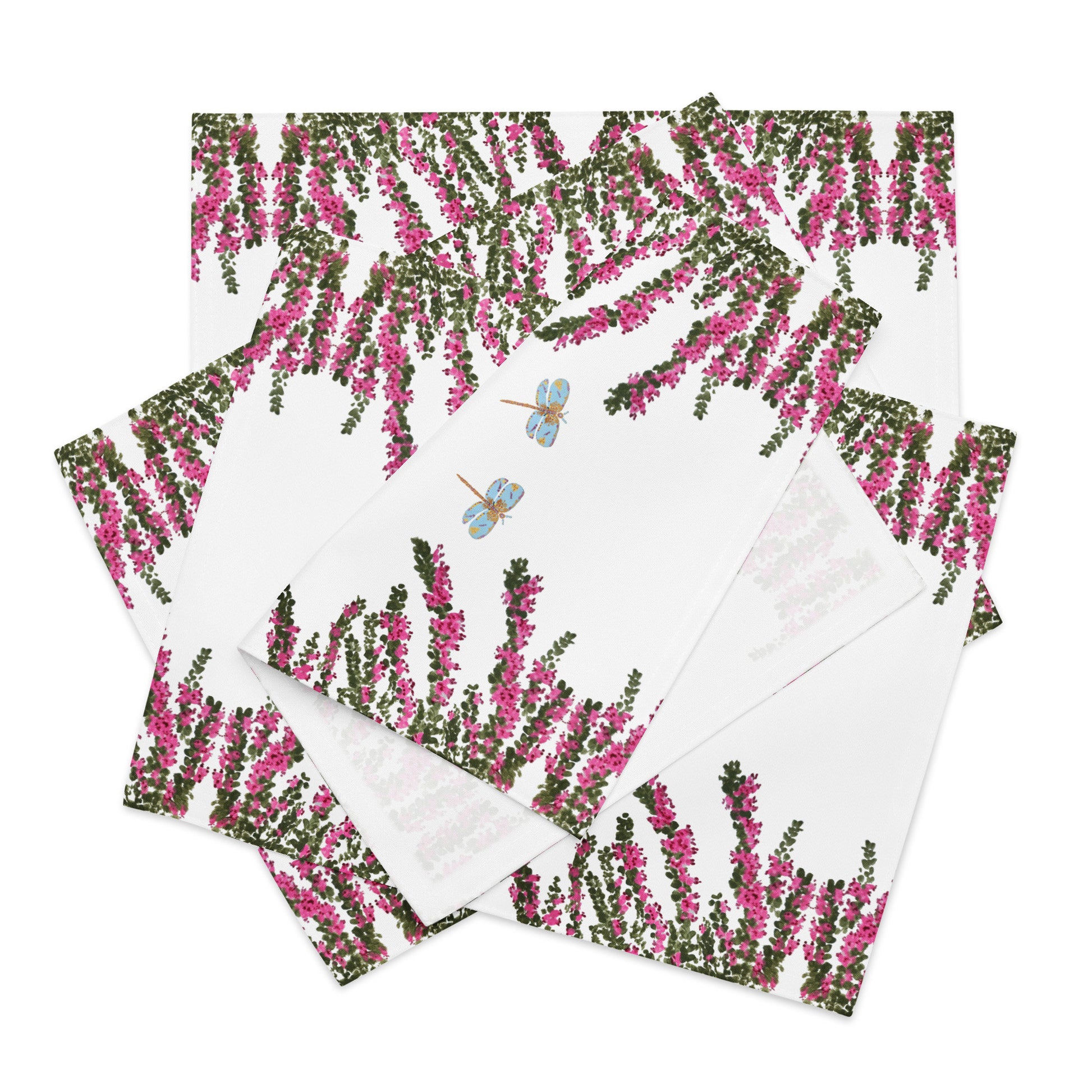 Heather Flower Placemat Set of 4, Water Resistant Floral Placemats for Weddings, Family Dinners or Spring Get Togethers
