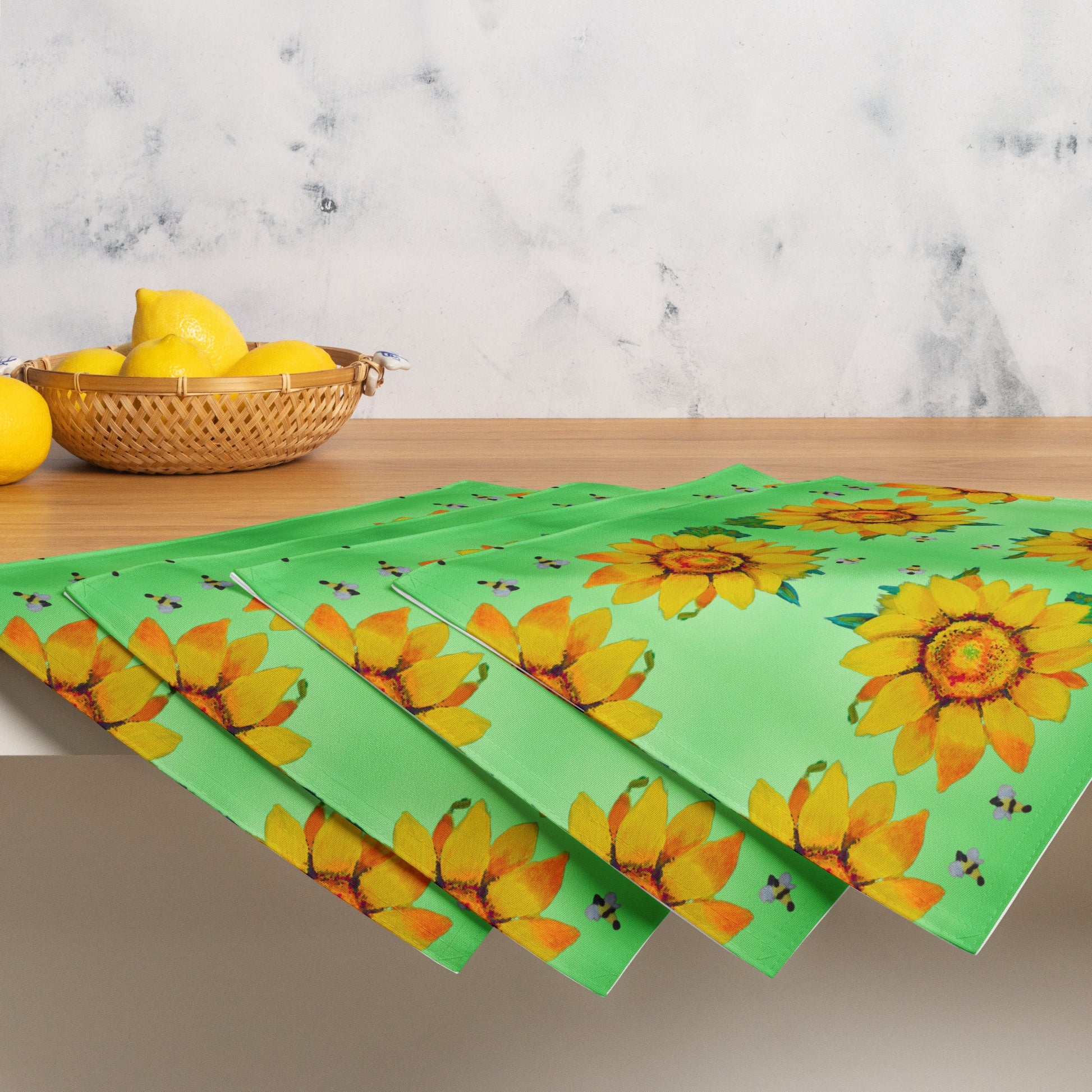 Colorful Sunflower Placemat Set of 4, Water Resistant, Perfect for Weddings or Family Dinners, Activity Placemats