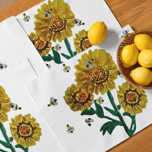 Sunflower Placemat Set of 4, Activity Placemats, Water Resistant, Perfect for Weddings or Family Dinners