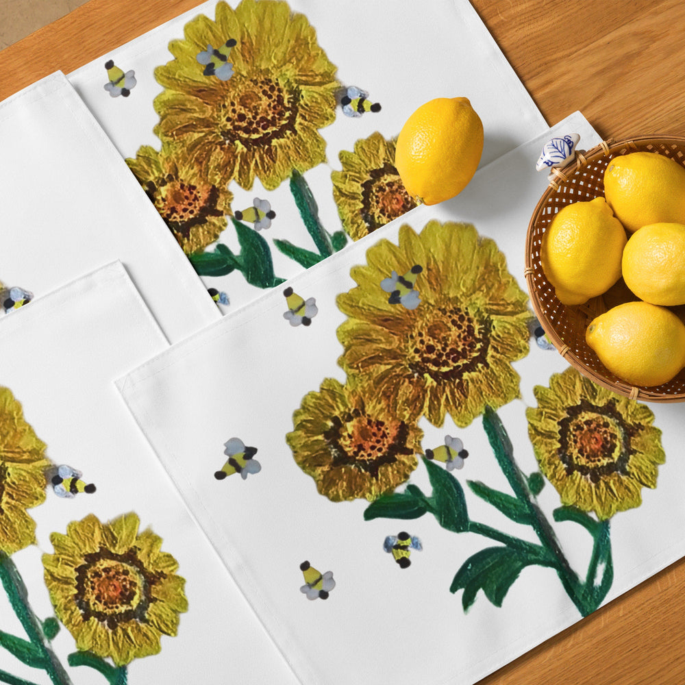 Sunflower Placemat Set of 4, Activity Placemats, Water Resistant, Perfect for Weddings or Family Dinners