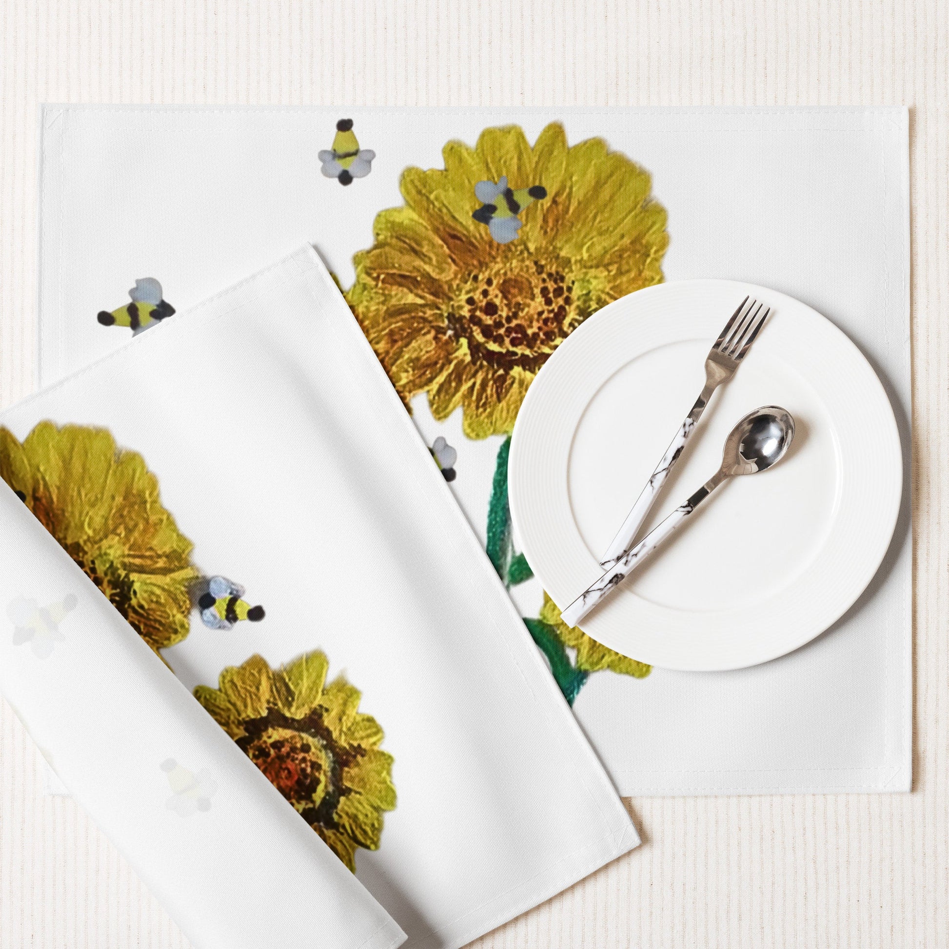 Sunflower Placemat Set of 4, Activity Placemats, Water Resistant, Perfect for Weddings or Family Dinners