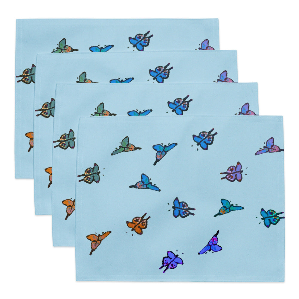Butterfly Placemat Set of 4, Fun Colorful Placemats for Weddings, Family Dinners or Spring Get Togethers, Water Resistant Placemats