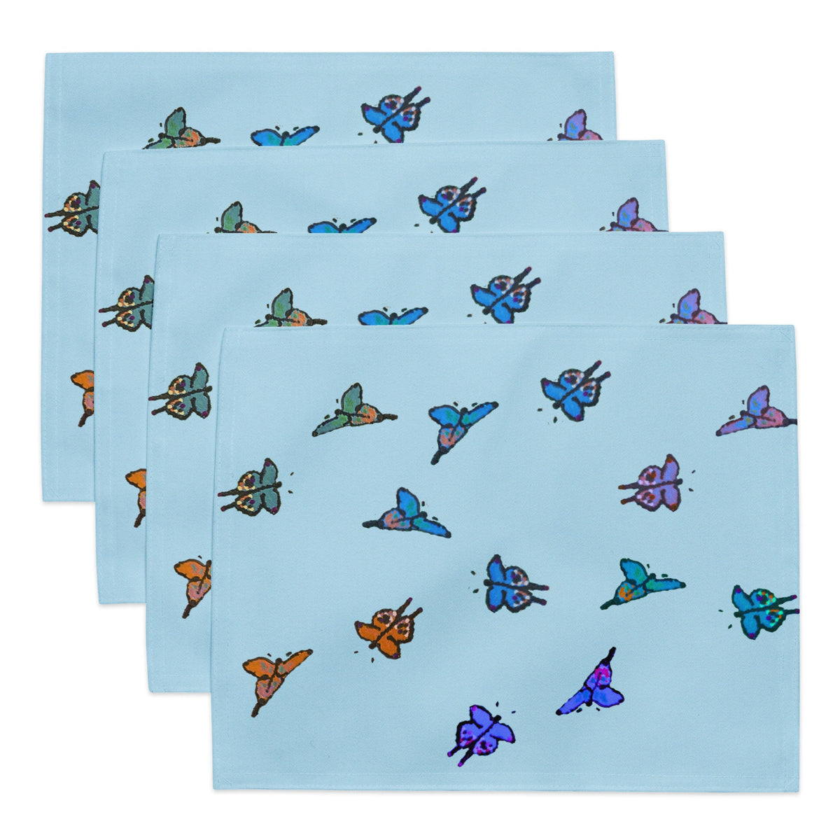 Butterfly Placemat Set of 4, Fun Colorful Placemats for Weddings, Family Dinners or Spring Get Togethers, Water Resistant Placemats