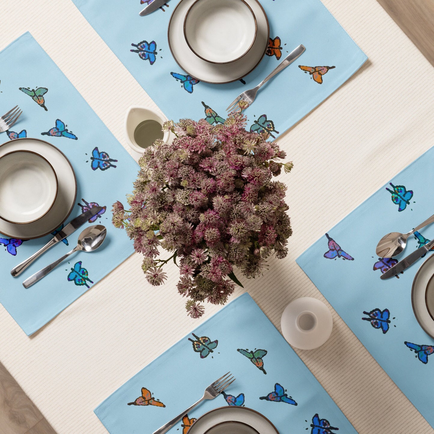 Butterfly Placemat Set of 4, Fun Colorful Placemats for Weddings, Family Dinners or Spring Get Togethers, Water Resistant Placemats