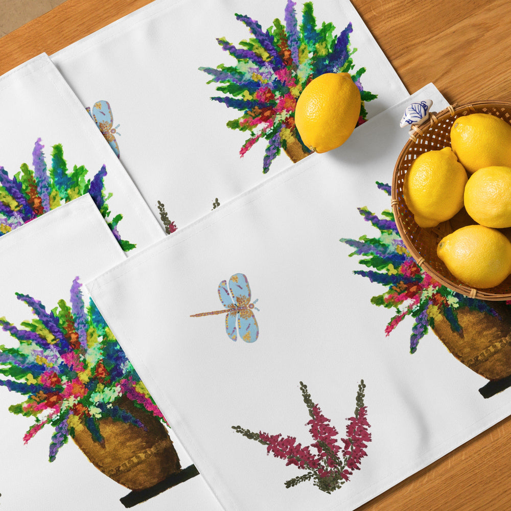 Gardeners Favorites Placemat Set of 4, Water Resistant Activity Placemats, Floral Modern Dinner Placemats, Fun Coloring Placemats
