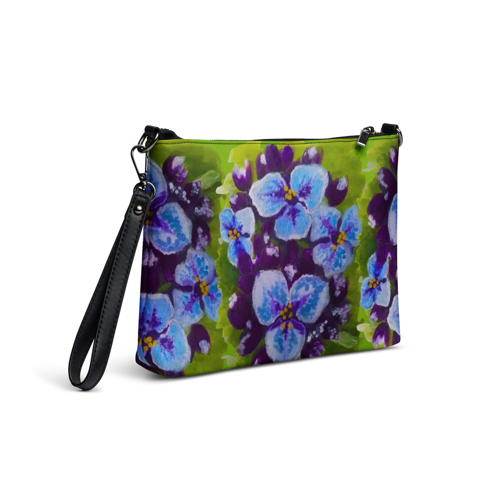 Nature Inspired Floral Evening Bag, Trendy Ziptop Closure Crossbody Bag with Pockets, Small Satchel Purse