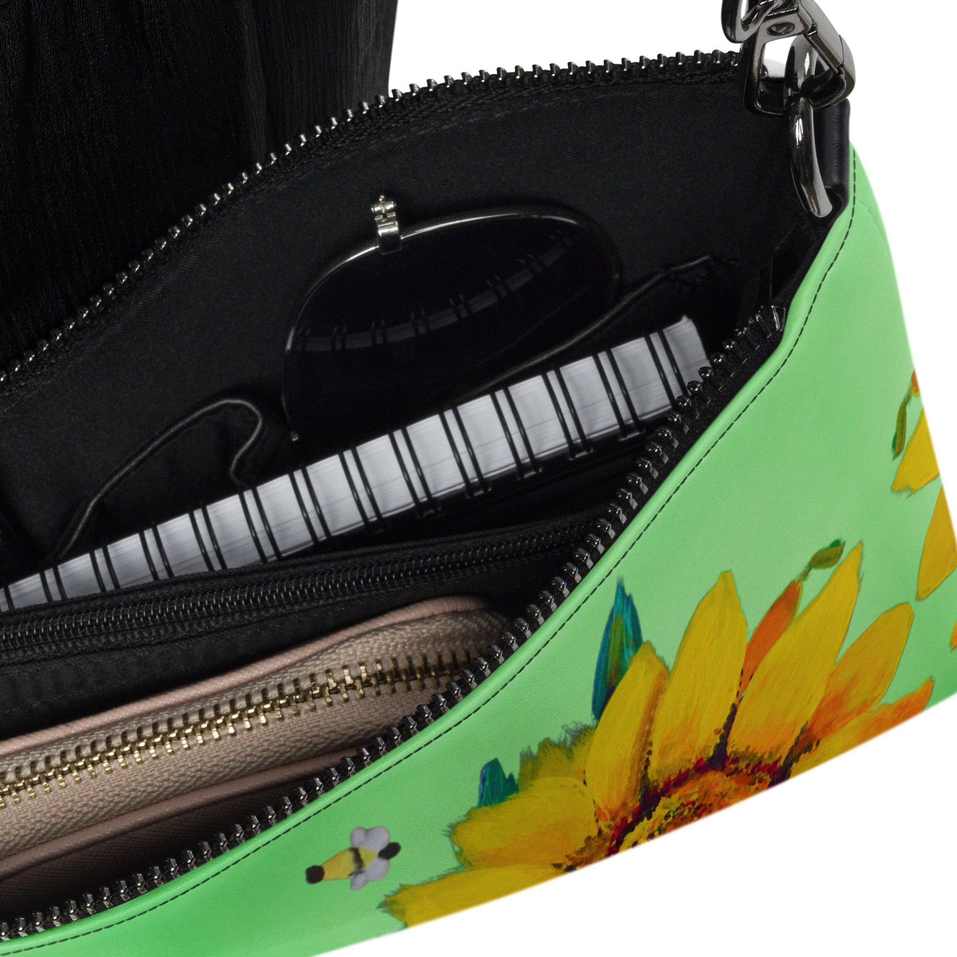 Sunflower Crossbody Bag with Pockets, Trendy Sling Bag with Removable Straps, Small Nature Inspired Purse