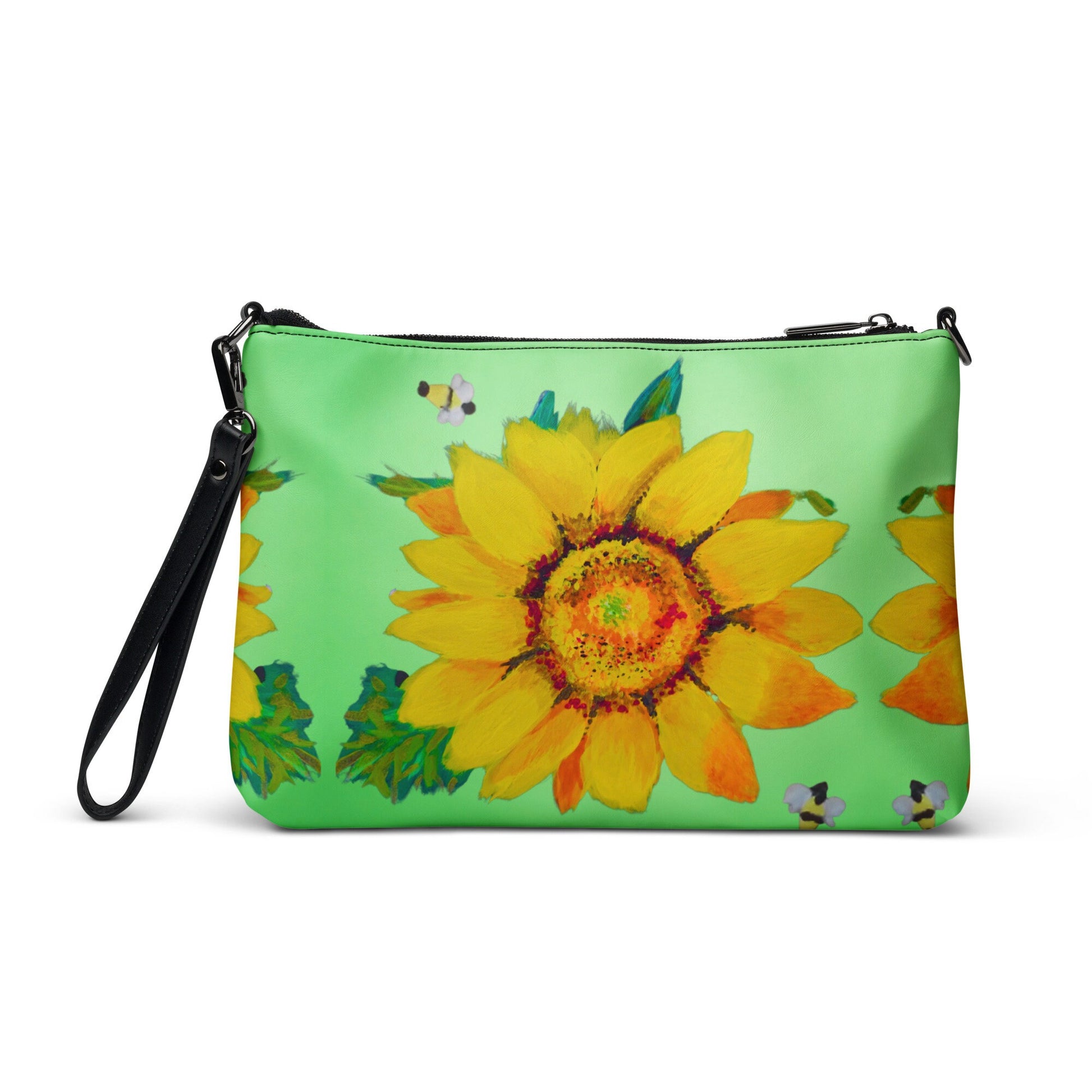 Sunflower Crossbody Bag with Pockets, Trendy Sling Bag with Removable Straps, Small Nature Inspired Purse