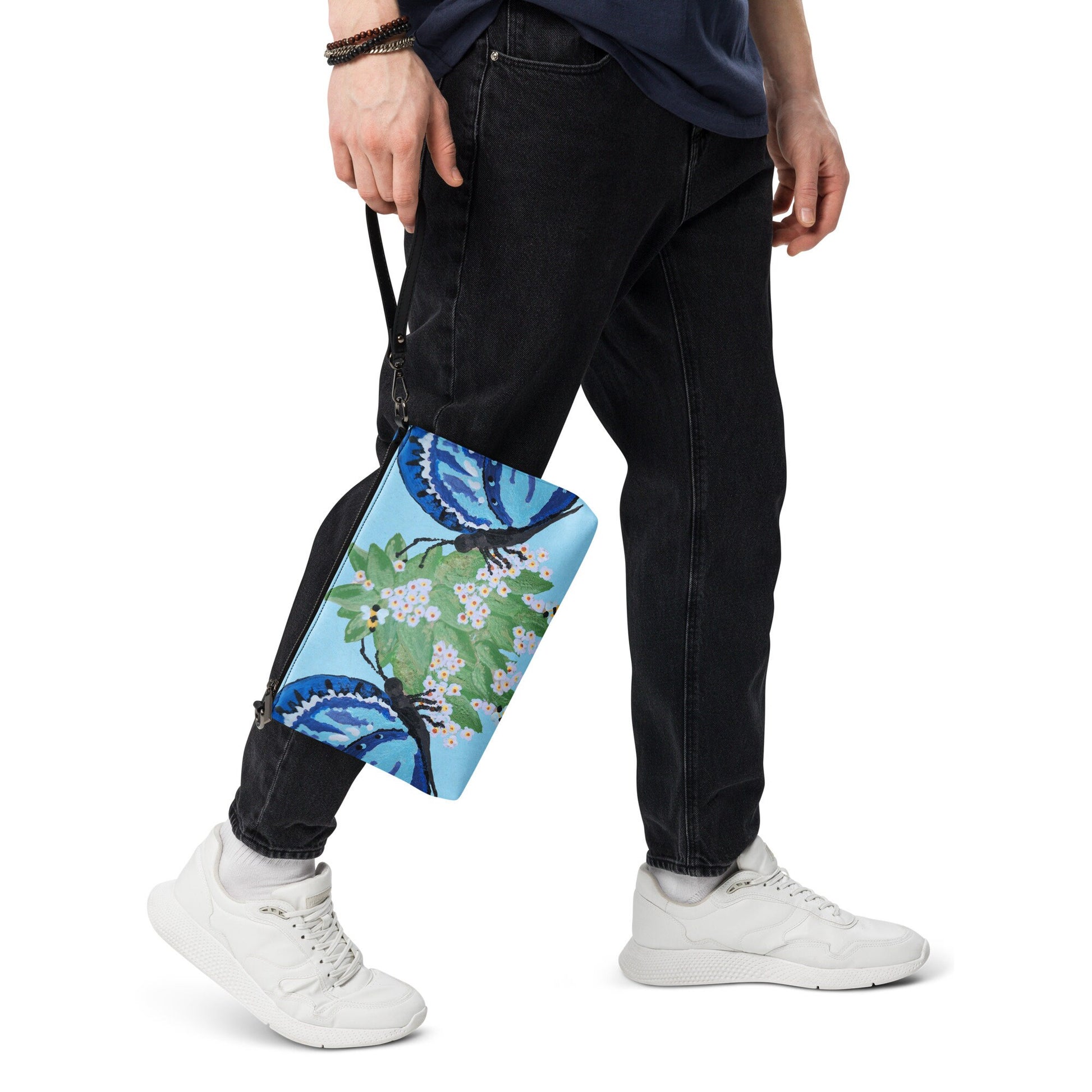 Butterfly Lovers Blue Clutch Purse, Trendy Crossbody Bag with Adjustable Straps, Small Satchel Bag with Pockets