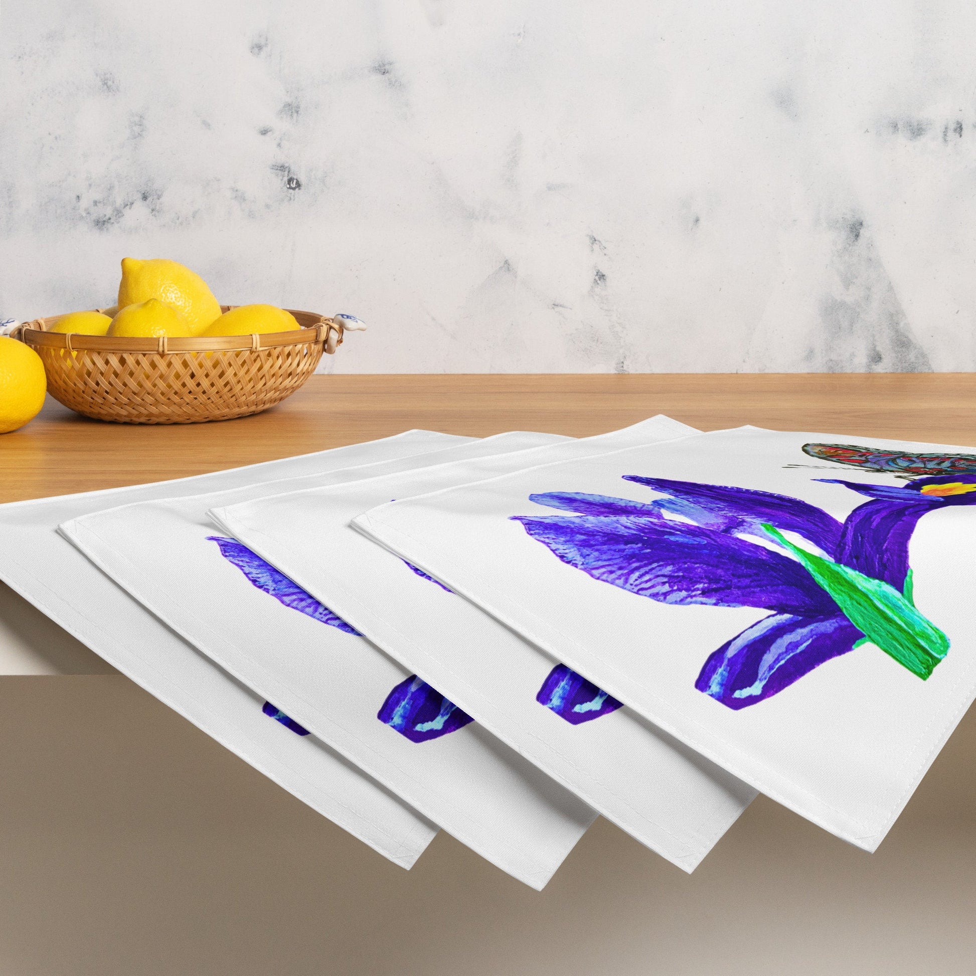 Monarch on Iris Placemat Set of 4, Activity Placemats, Water Resistant, Perfect for Weddings or Family Dinners