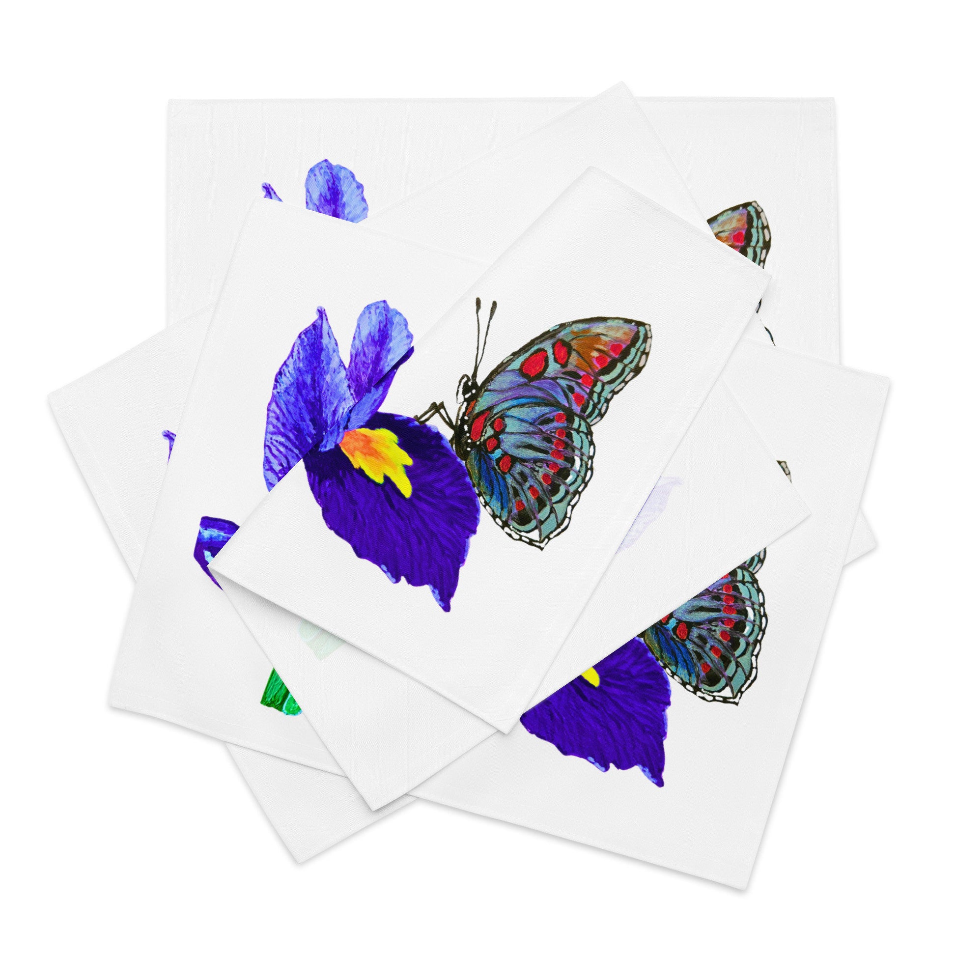 Monarch on Iris Placemat Set of 4, Activity Placemats, Water Resistant, Perfect for Weddings or Family Dinners