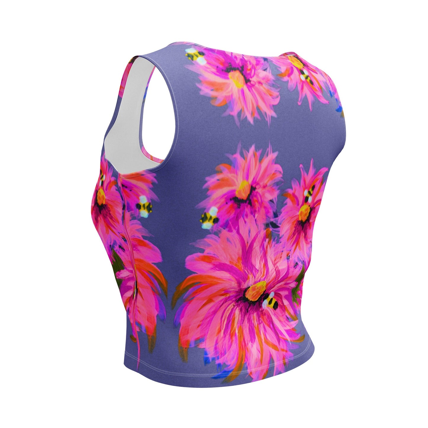 Ladies Fluffy Pink Yoga Crop Top, Floral Activewear, Perfect for Running, Crossfit, Weightlifting or Every Day Lounge Wear