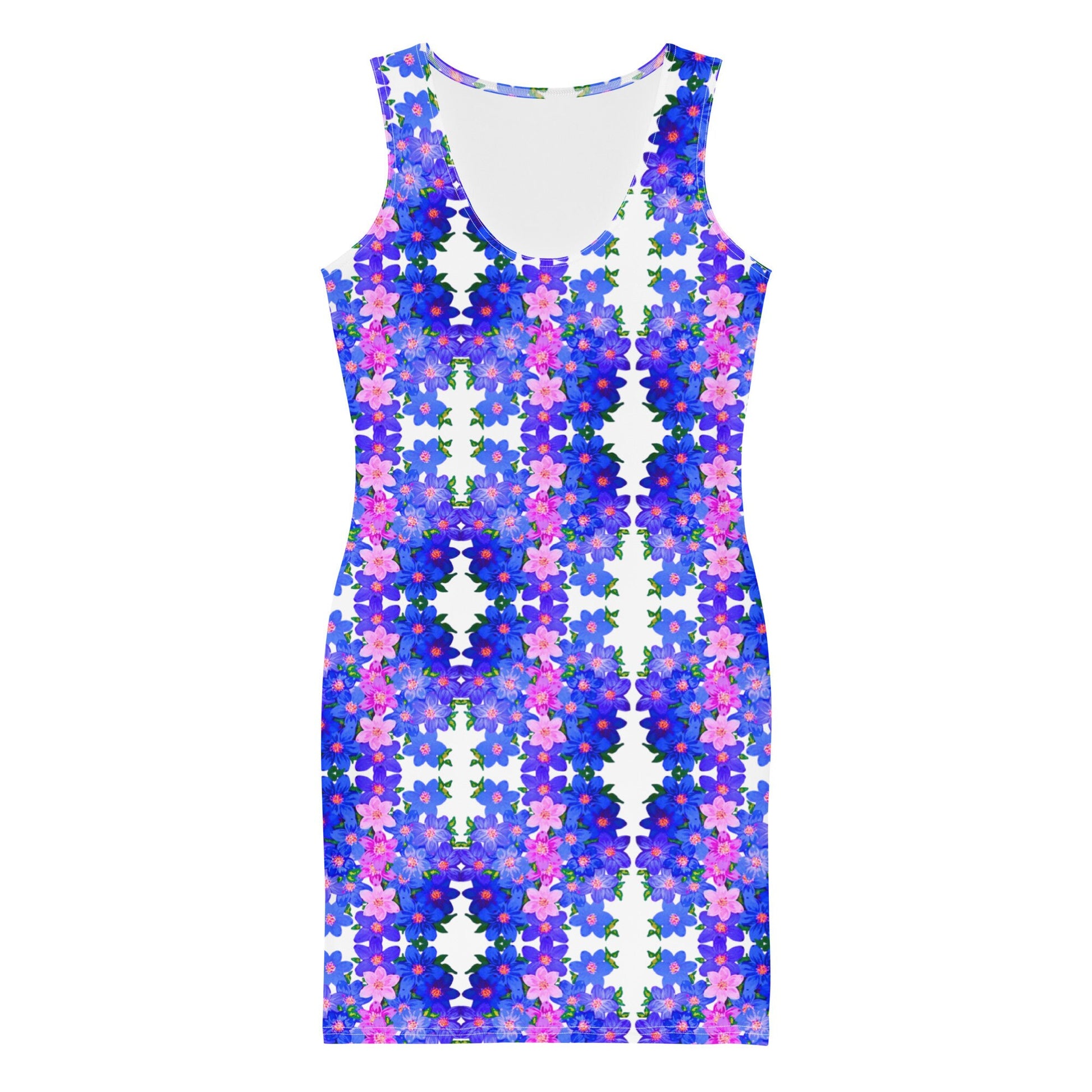 Floral Pattern Bodycon Dress, Flower Garden Inspired Outfit, Botanical Spring Secretary Dress