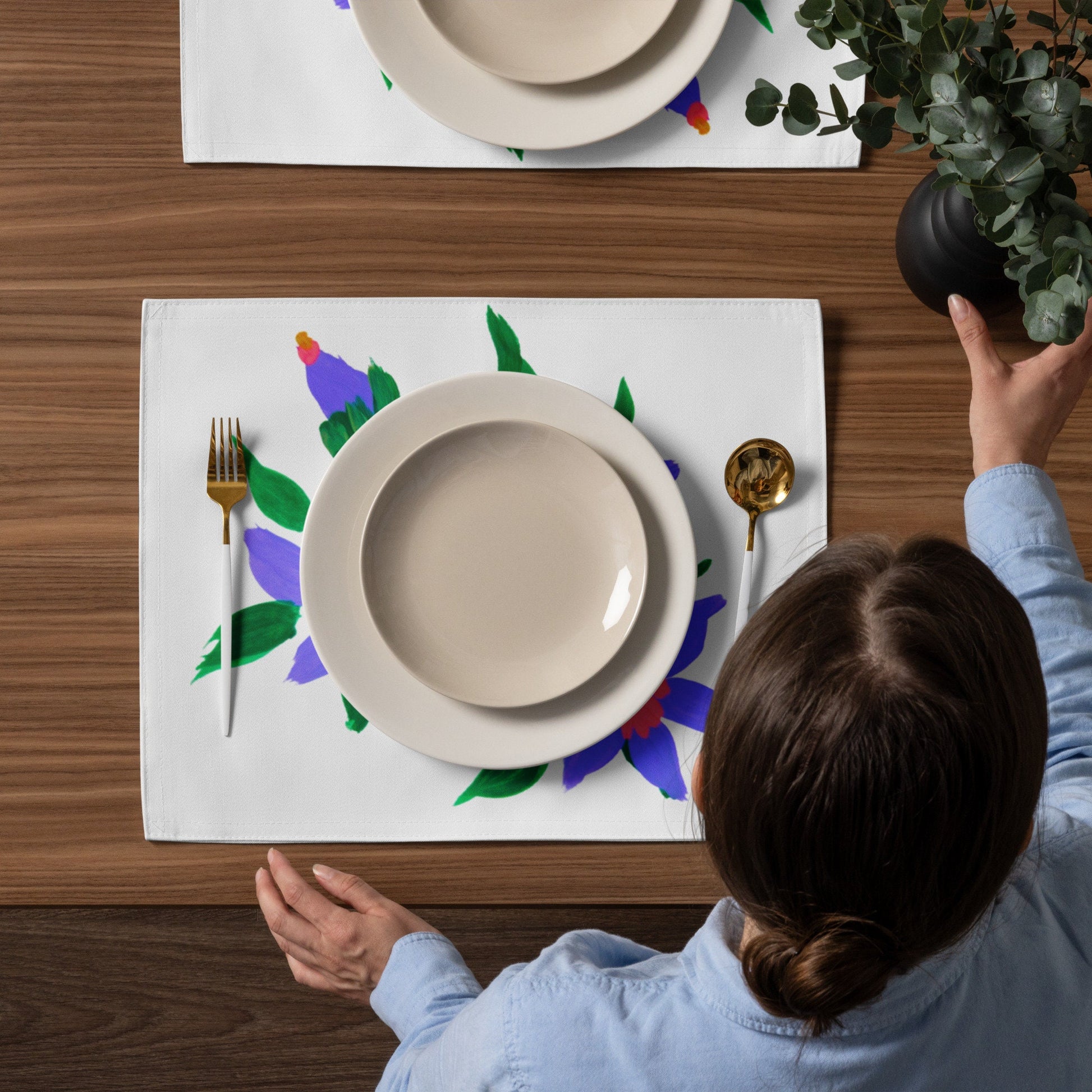 Pastel Floral Placemat Set of 4, Water Resistant Activity Placemats, Dinner Placemats, Fun Coloring Placemats