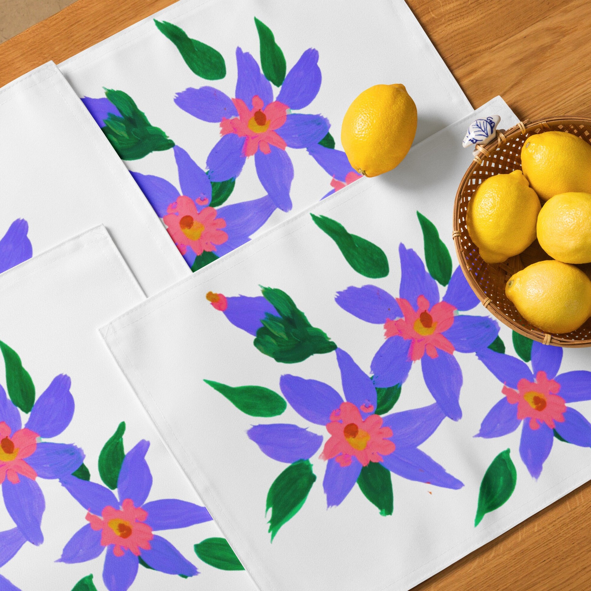 Pastel Floral Placemat Set of 4, Water Resistant Activity Placemats, Dinner Placemats, Fun Coloring Placemats