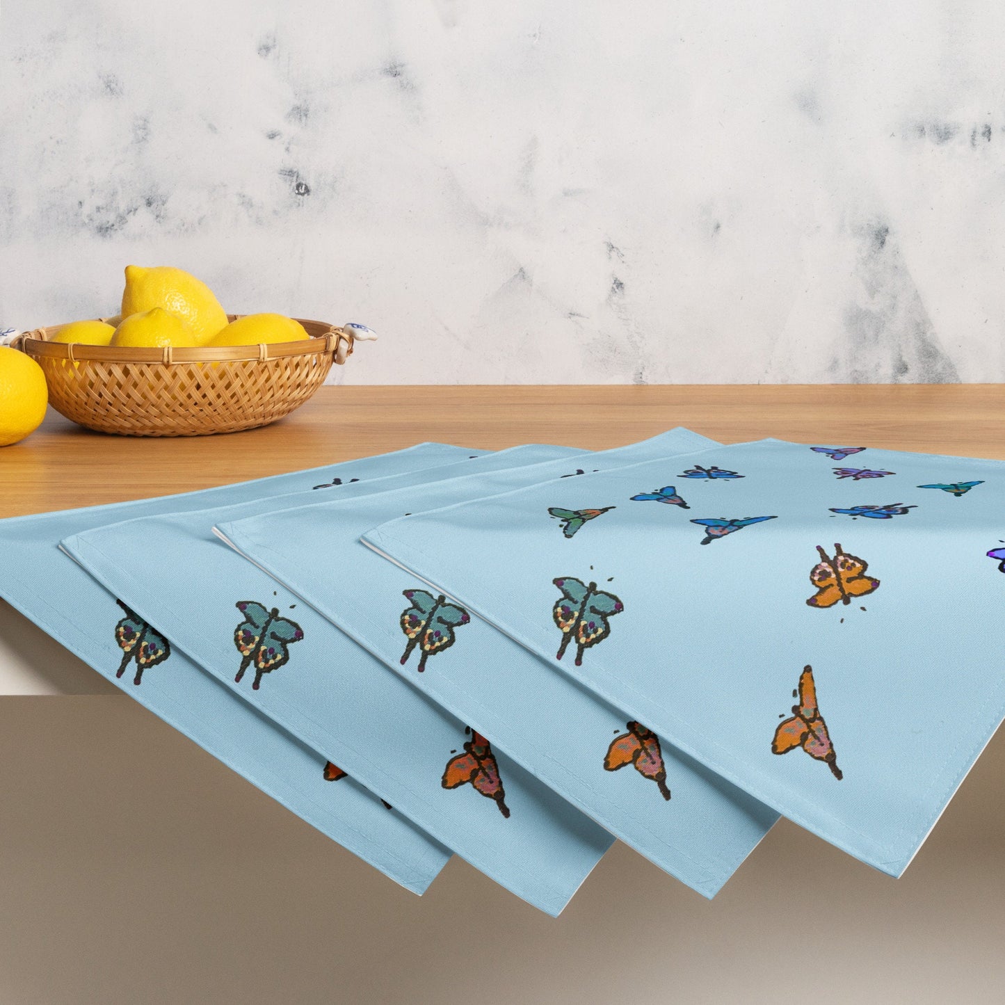 Butterfly Placemat Set of 4, Fun Colorful Placemats for Weddings, Family Dinners or Spring Get Togethers, Water Resistant Placemats