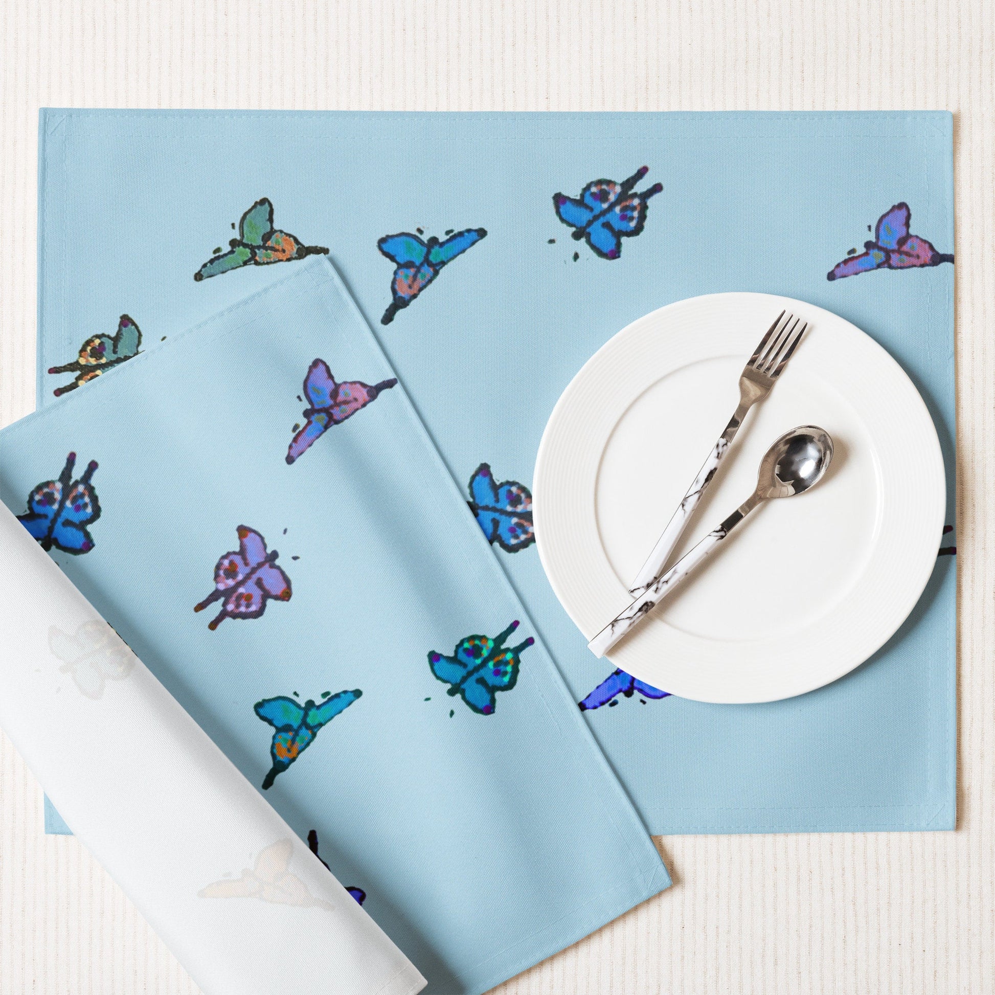 Butterfly Placemat Set of 4, Fun Colorful Placemats for Weddings, Family Dinners or Spring Get Togethers, Water Resistant Placemats