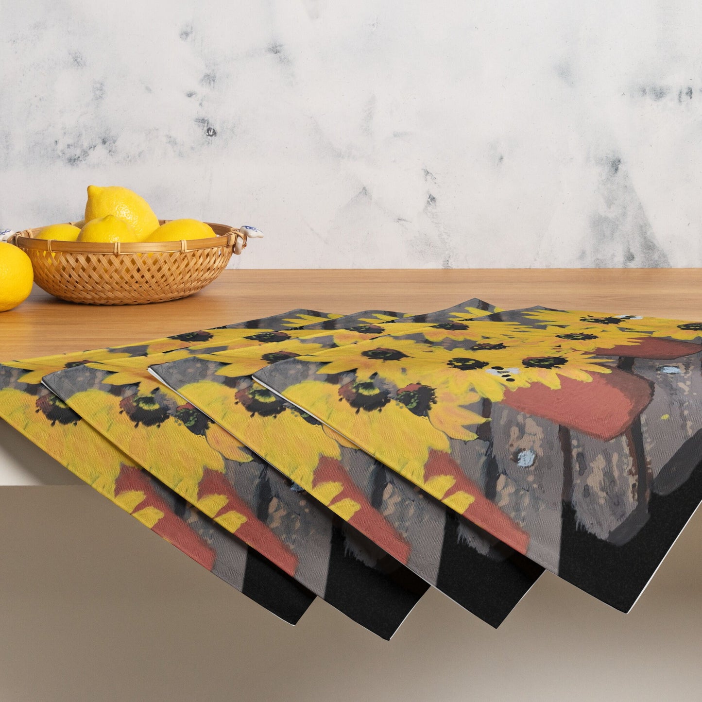 Black Eyed Susan Floral Placemat Set of 4, Modern Dinner Placemats, Water Resistant Activity Placemats, Fun Coloring Placemats