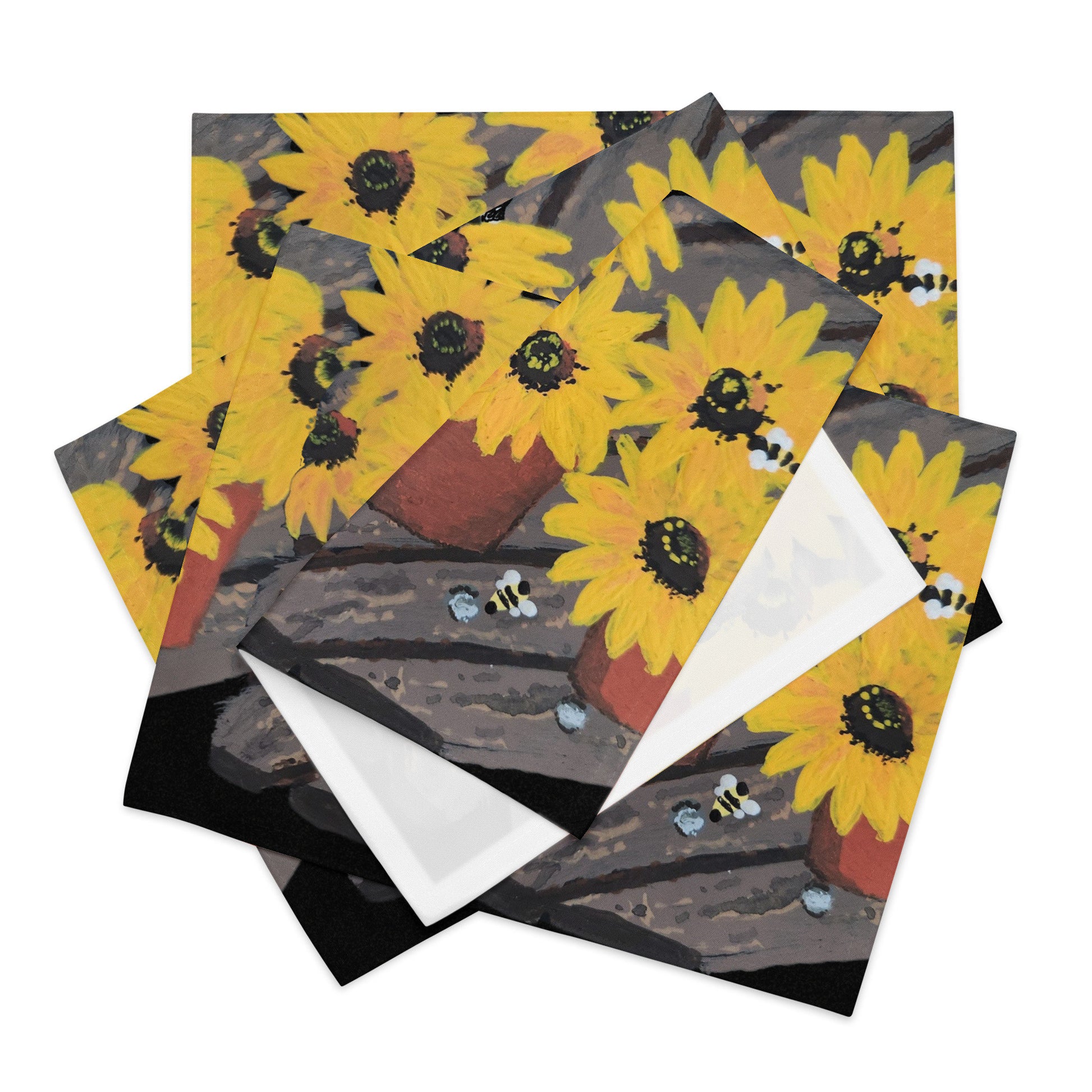 Black Eyed Susan Floral Placemat Set of 4, Modern Dinner Placemats, Water Resistant Activity Placemats, Fun Coloring Placemats