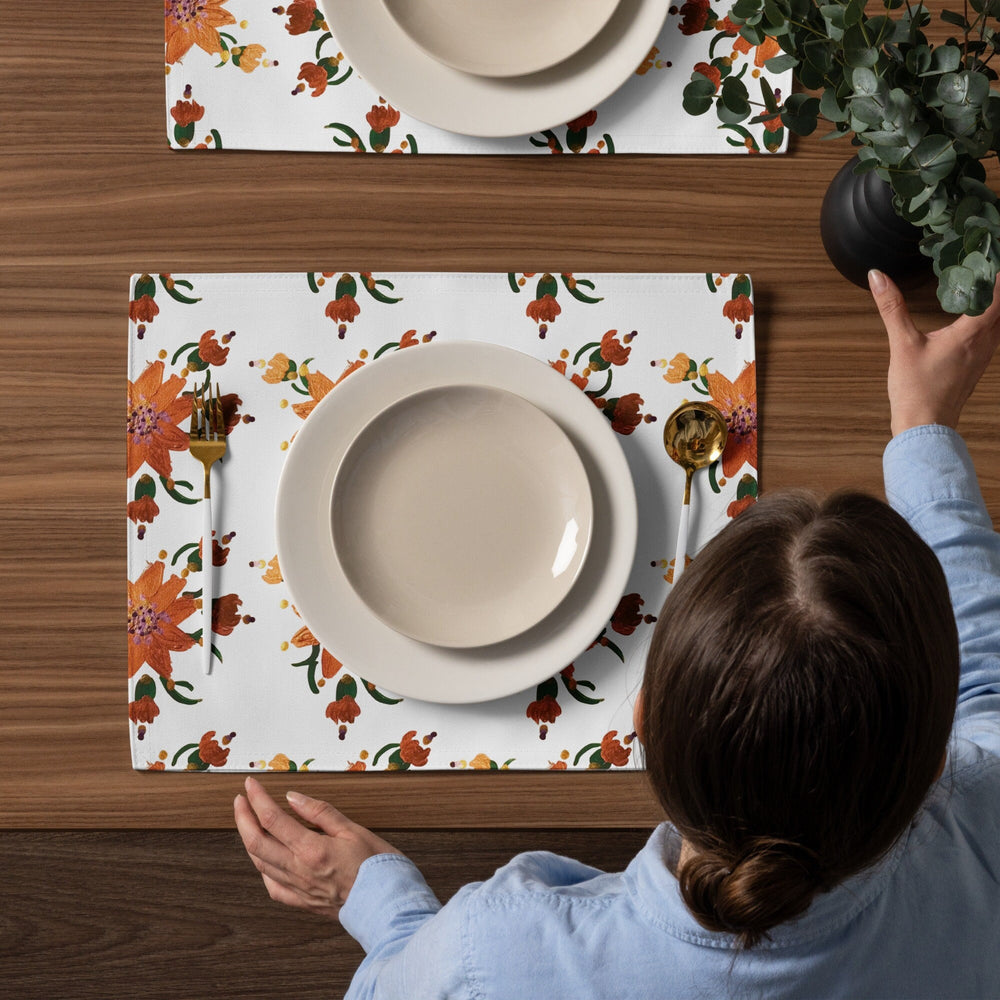 Shimmering Gold Flower Placemat Set of 4, Activity Placemats, Water Resistant, Perfect for Weddings or Family Dinners
