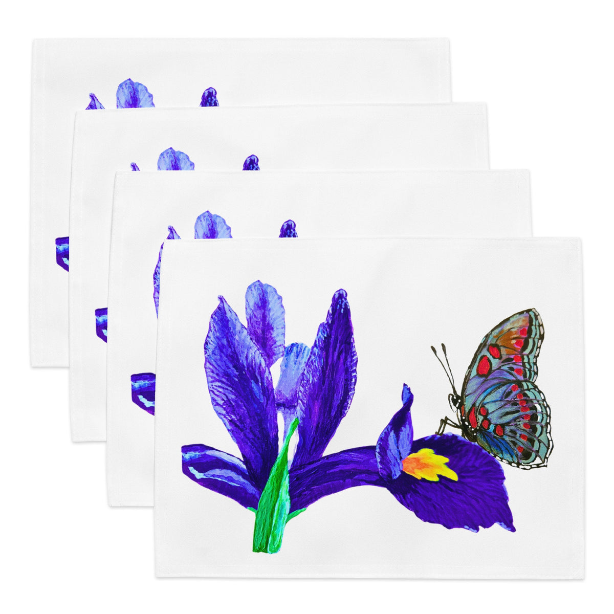 Monarch on Iris Placemat Set of 4, Activity Placemats, Water Resistant, Perfect for Weddings or Family Dinners